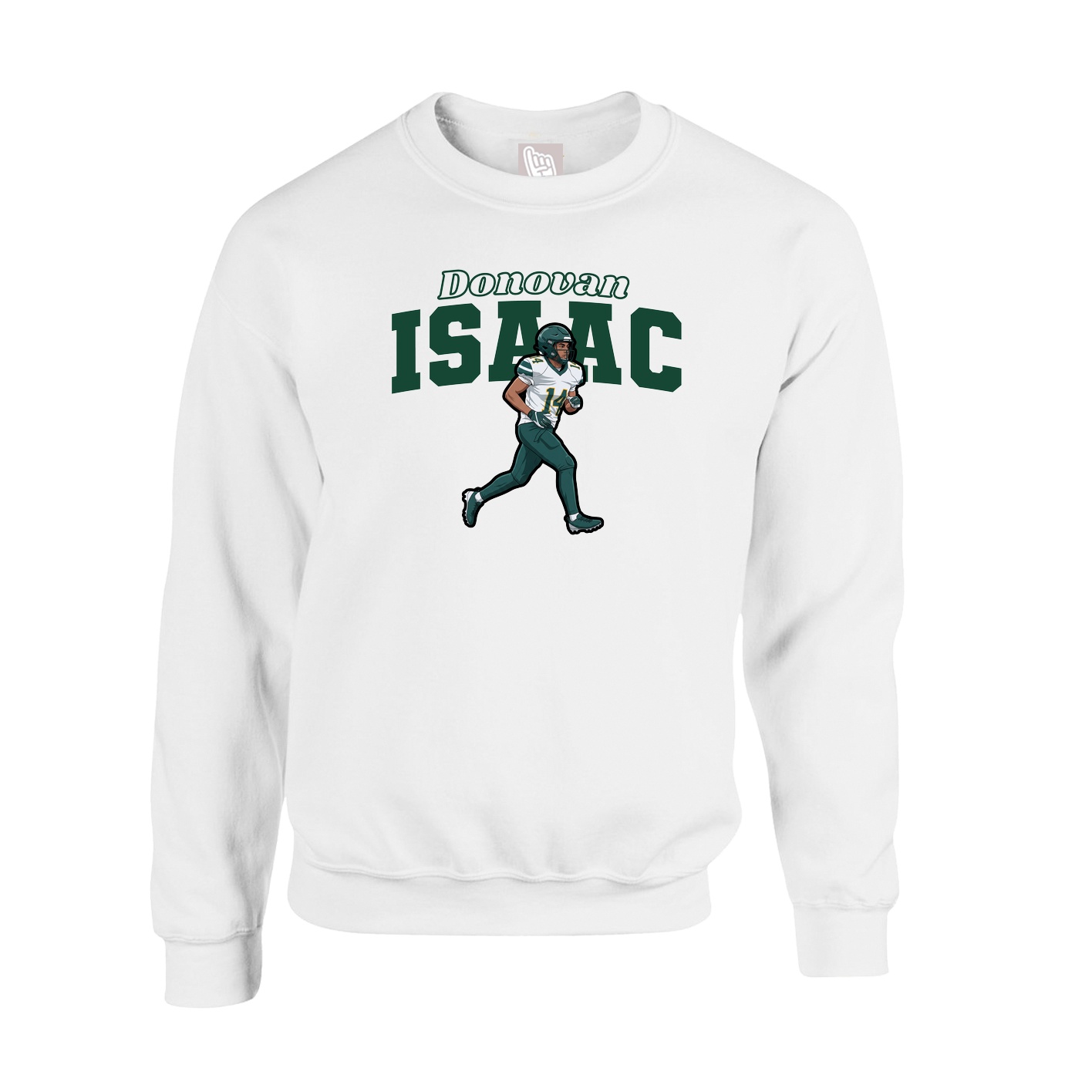 Fleece Crew — Name Arch in White