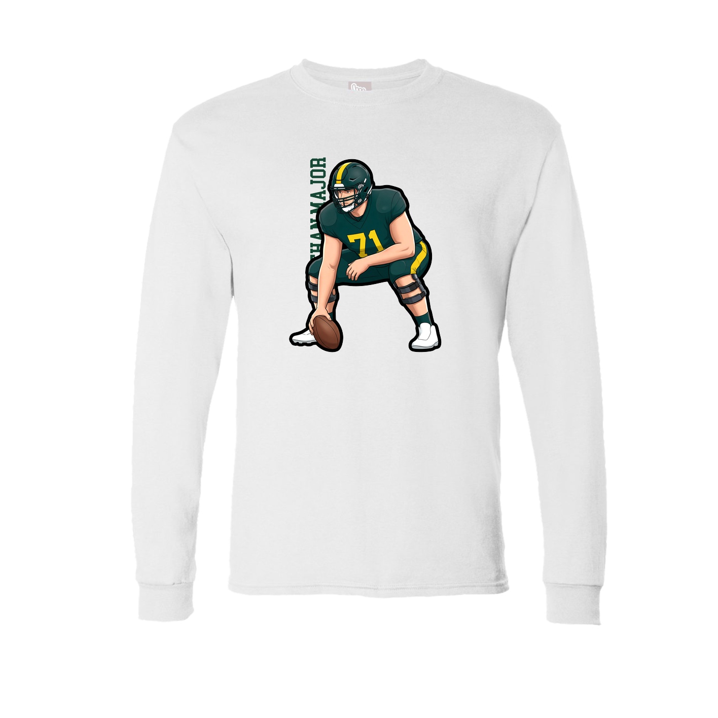 Long Sleeve Tee — Name Vertical in White