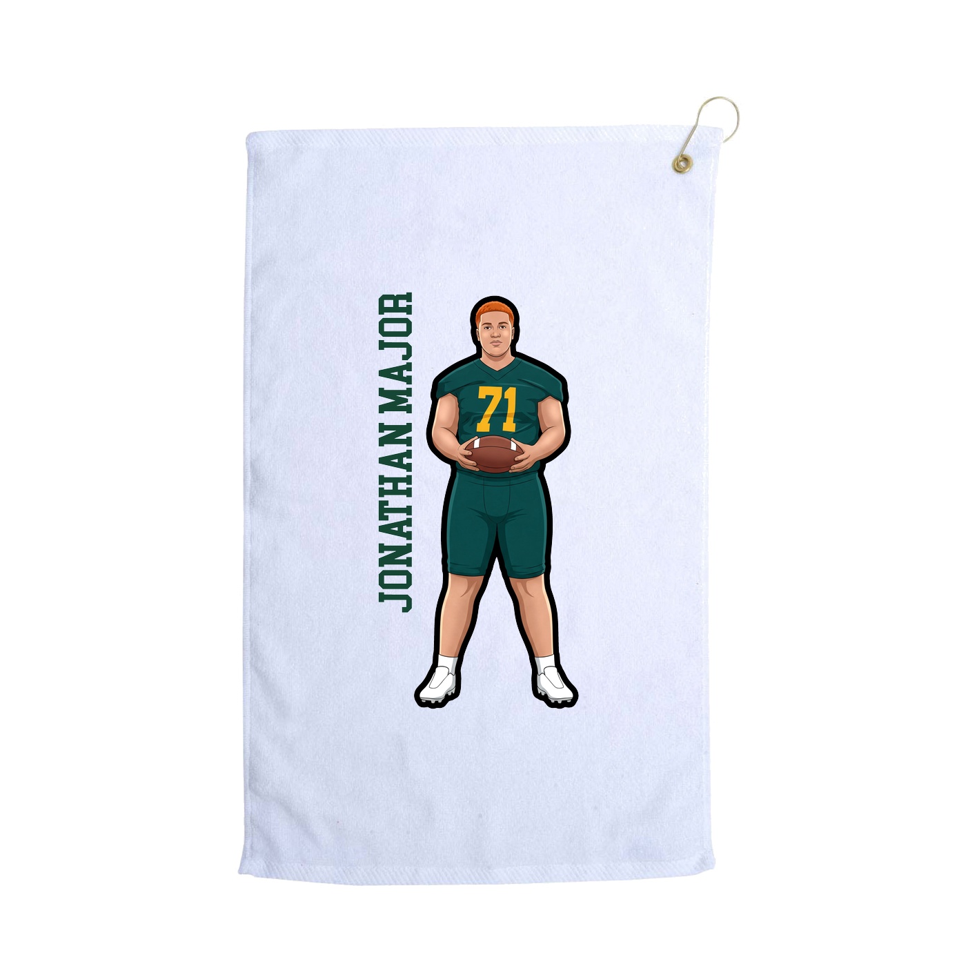 Golf Towel — Name Vertical in White