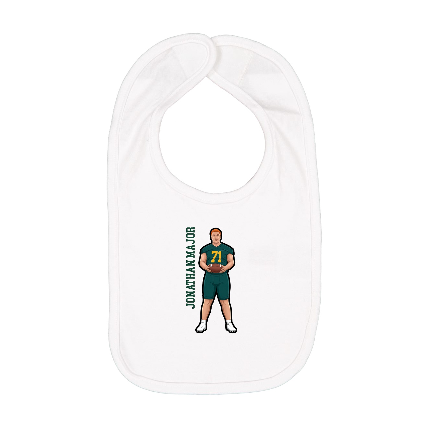 Infant Bib — Name Vertical in White