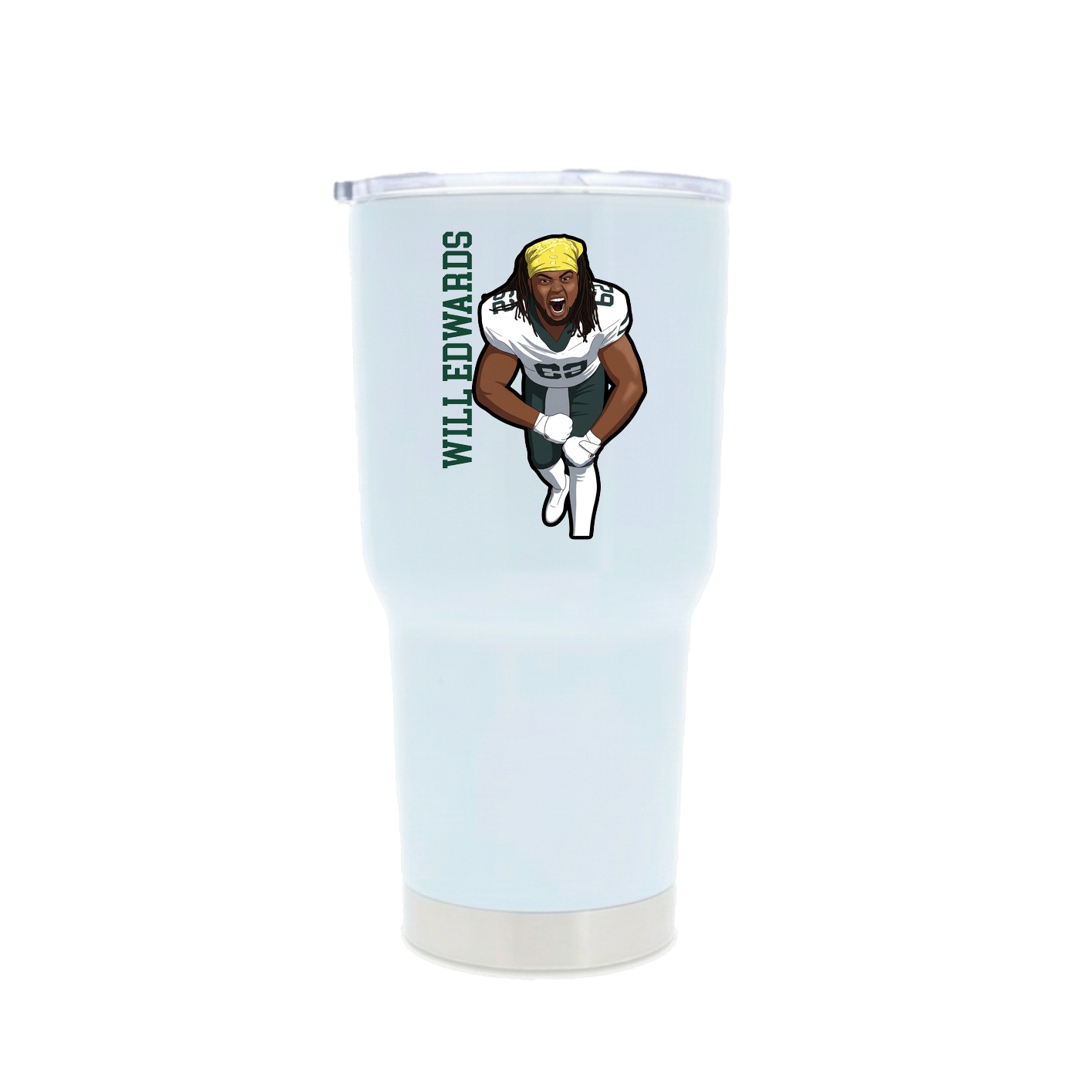 30oz Stainless Steel Tumbler — Name Vertical in White