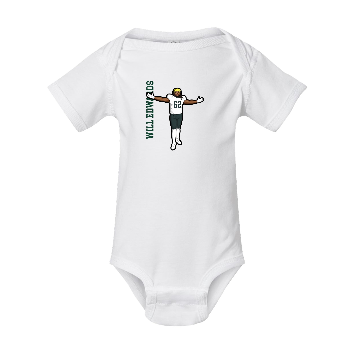 Baby Onesie — Name Vertical in White