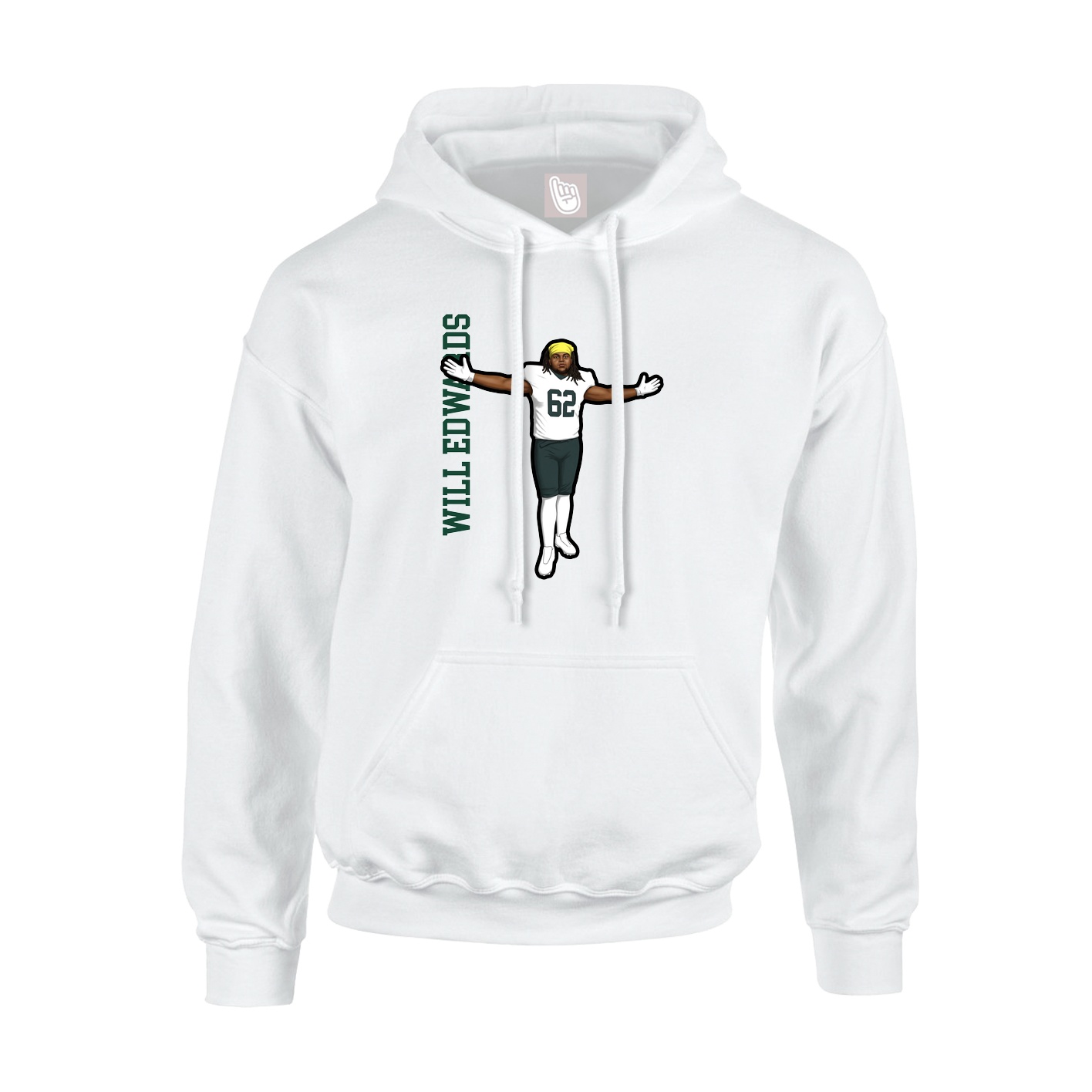 Youth Hoodie — Name Vertical in White