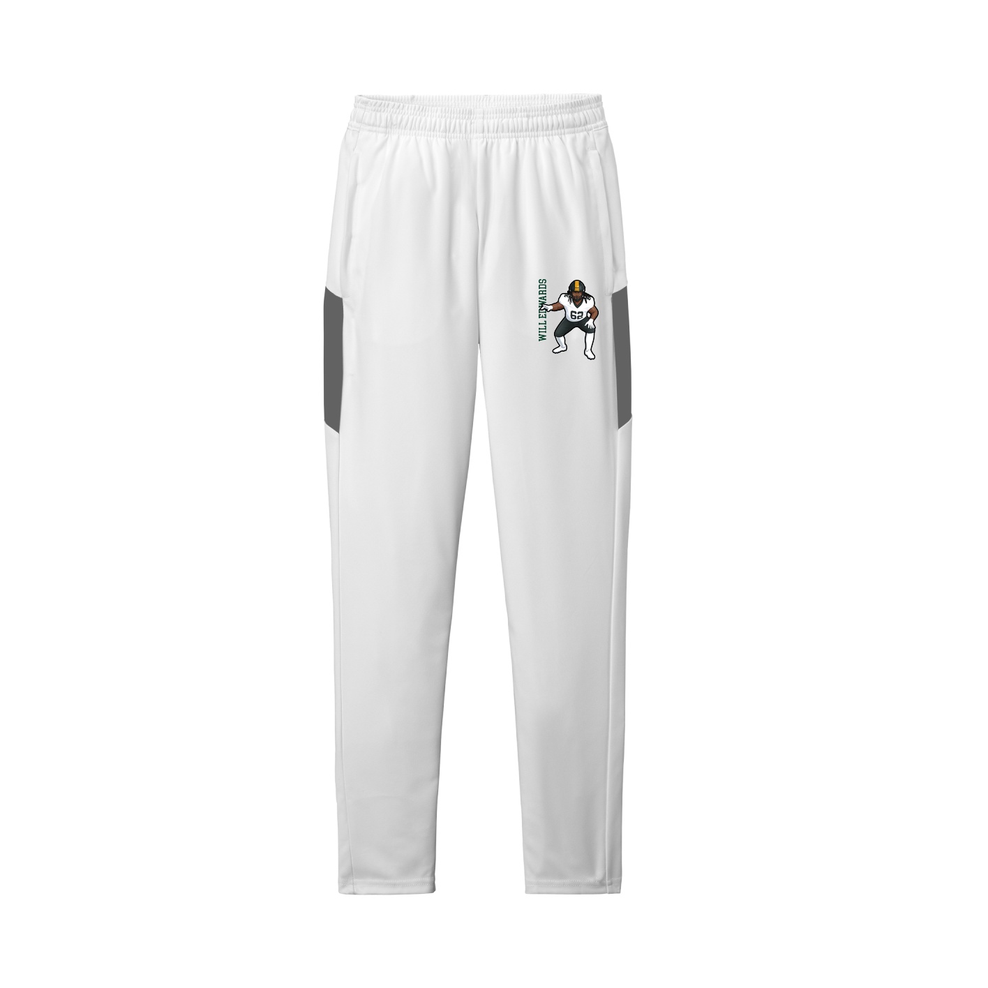 Team Travel Pant — Name Vertical in White/Grey