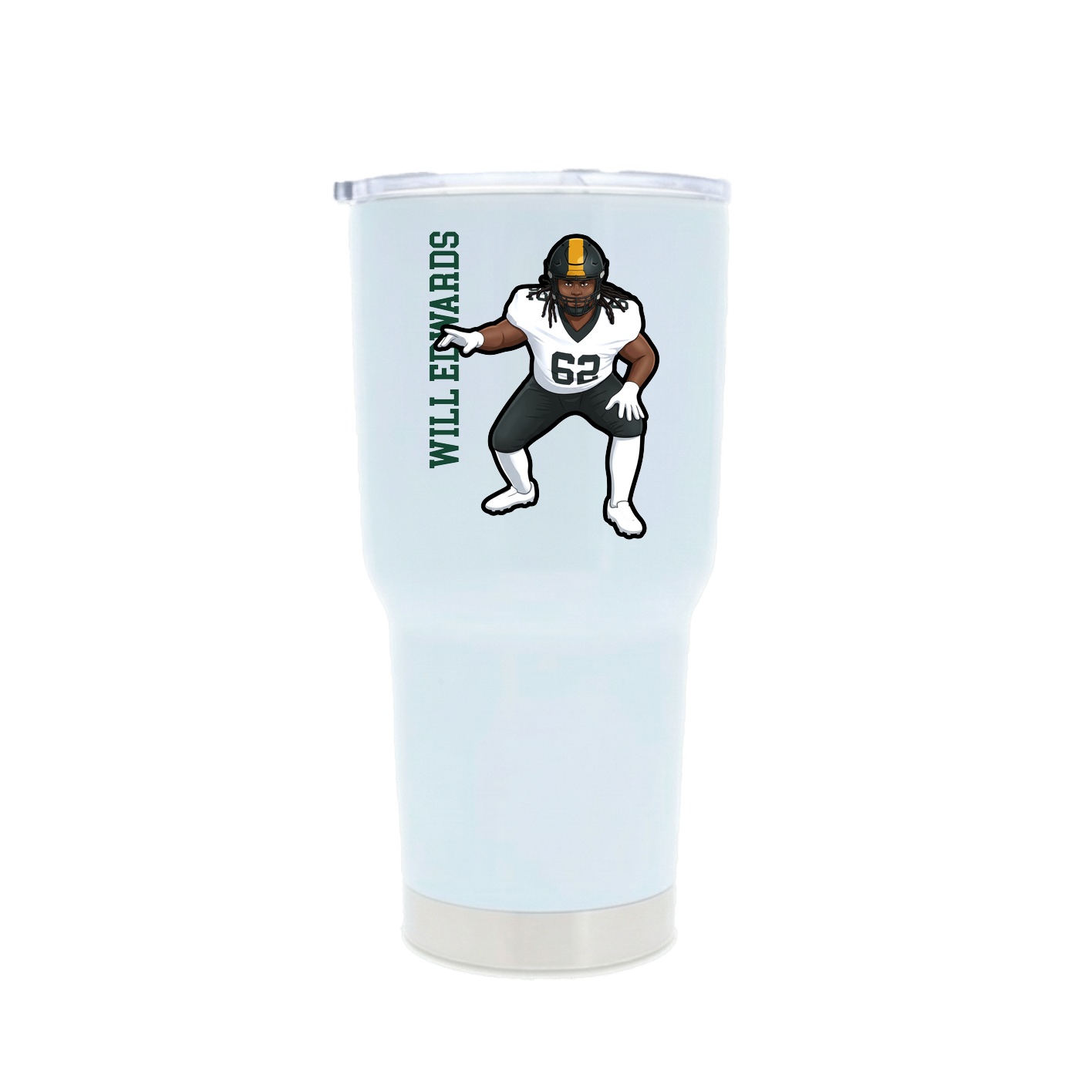 30oz Stainless Steel Tumbler — Name Vertical in White
