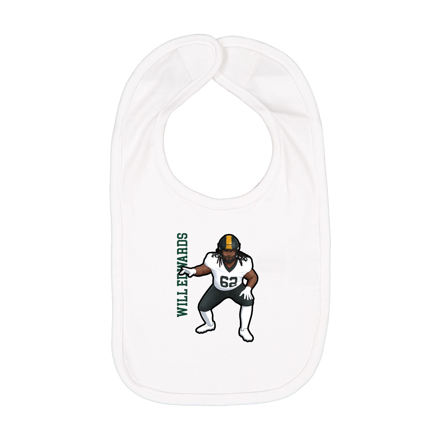 Infant Bib — Name Vertical in White