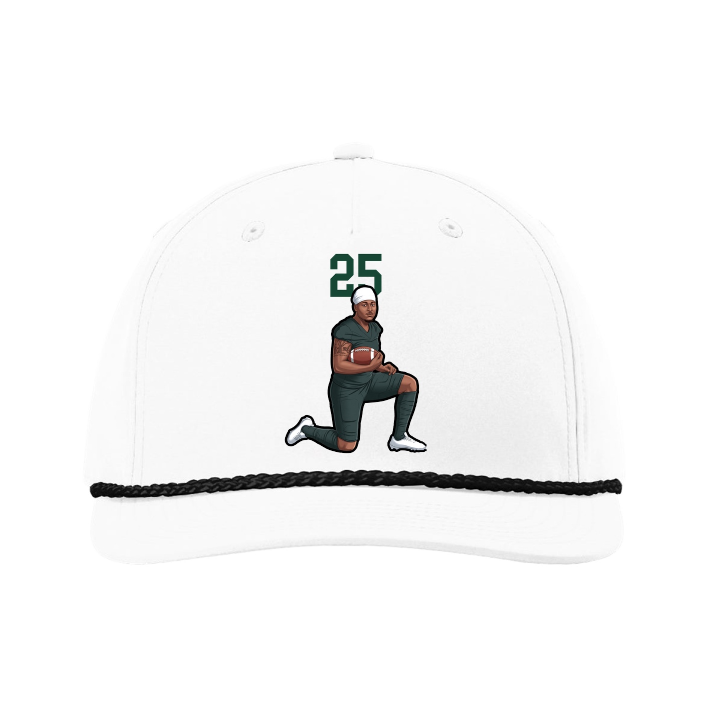 Five-Panel Classic Rope Cap — Number Top in White