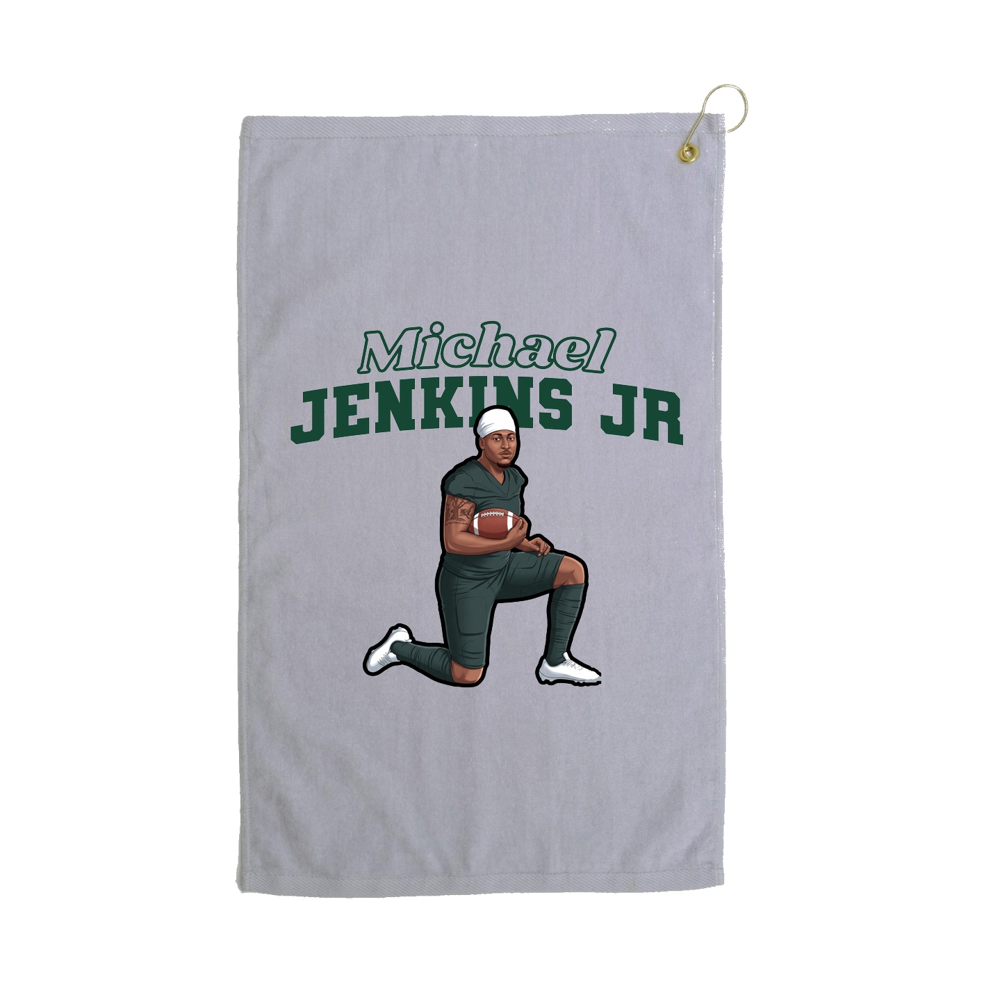 Golf Towel — Name Arch in Grey