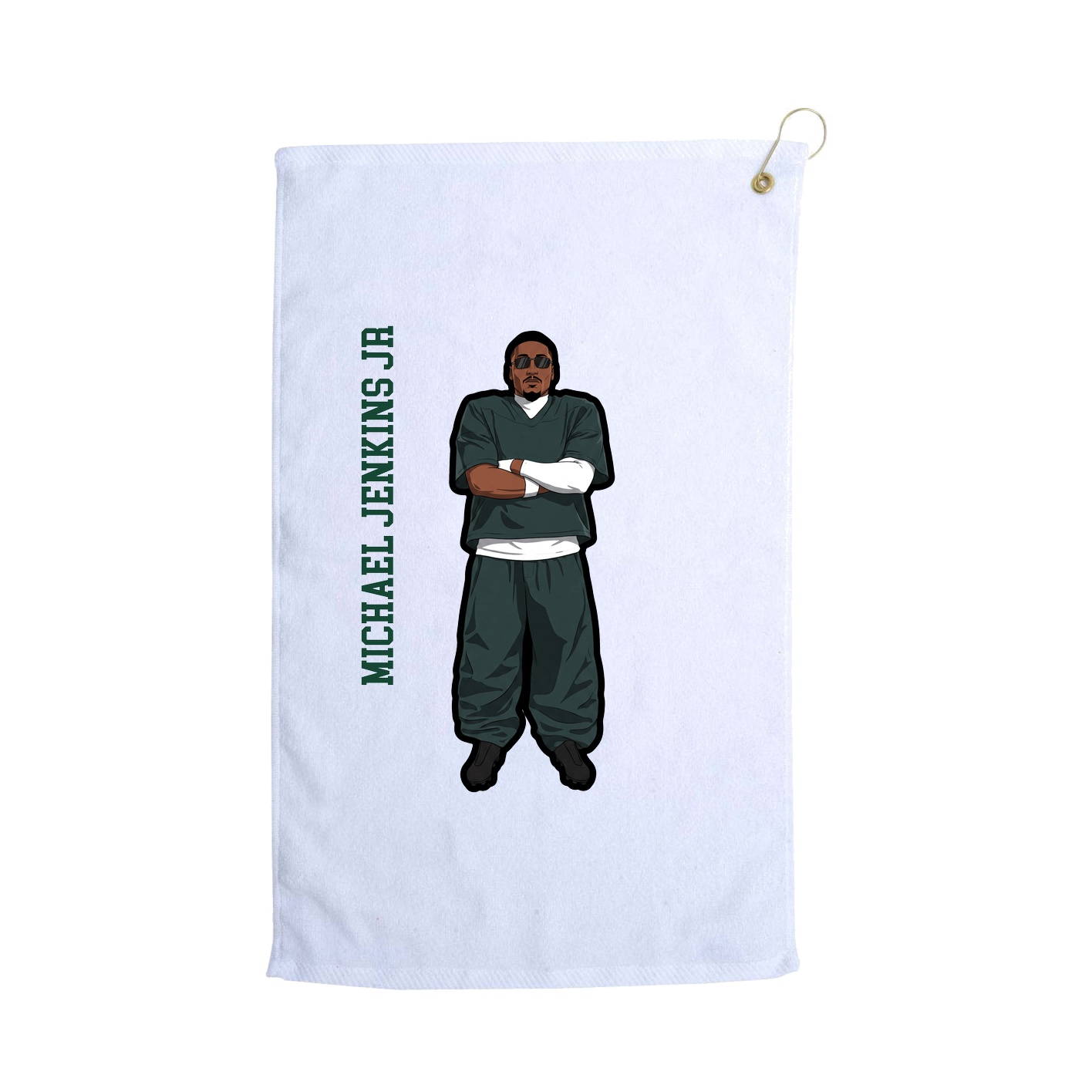 Golf Towel — Name Vertical in White