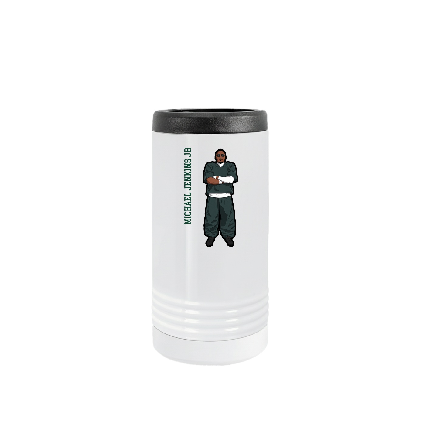 Slim Beverage Holder — Name Vertical in White