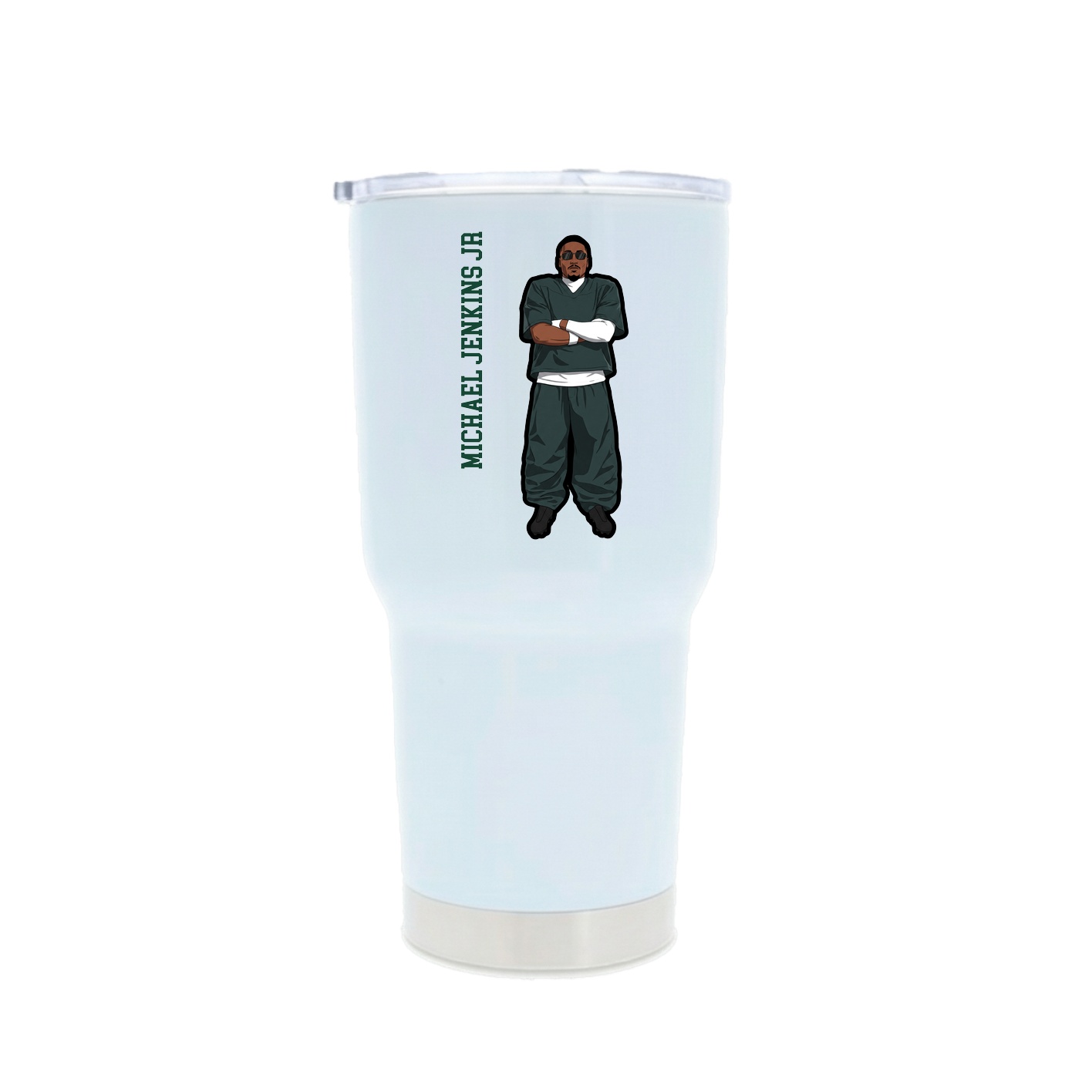 30oz Stainless Steel Tumbler — Name Vertical in White