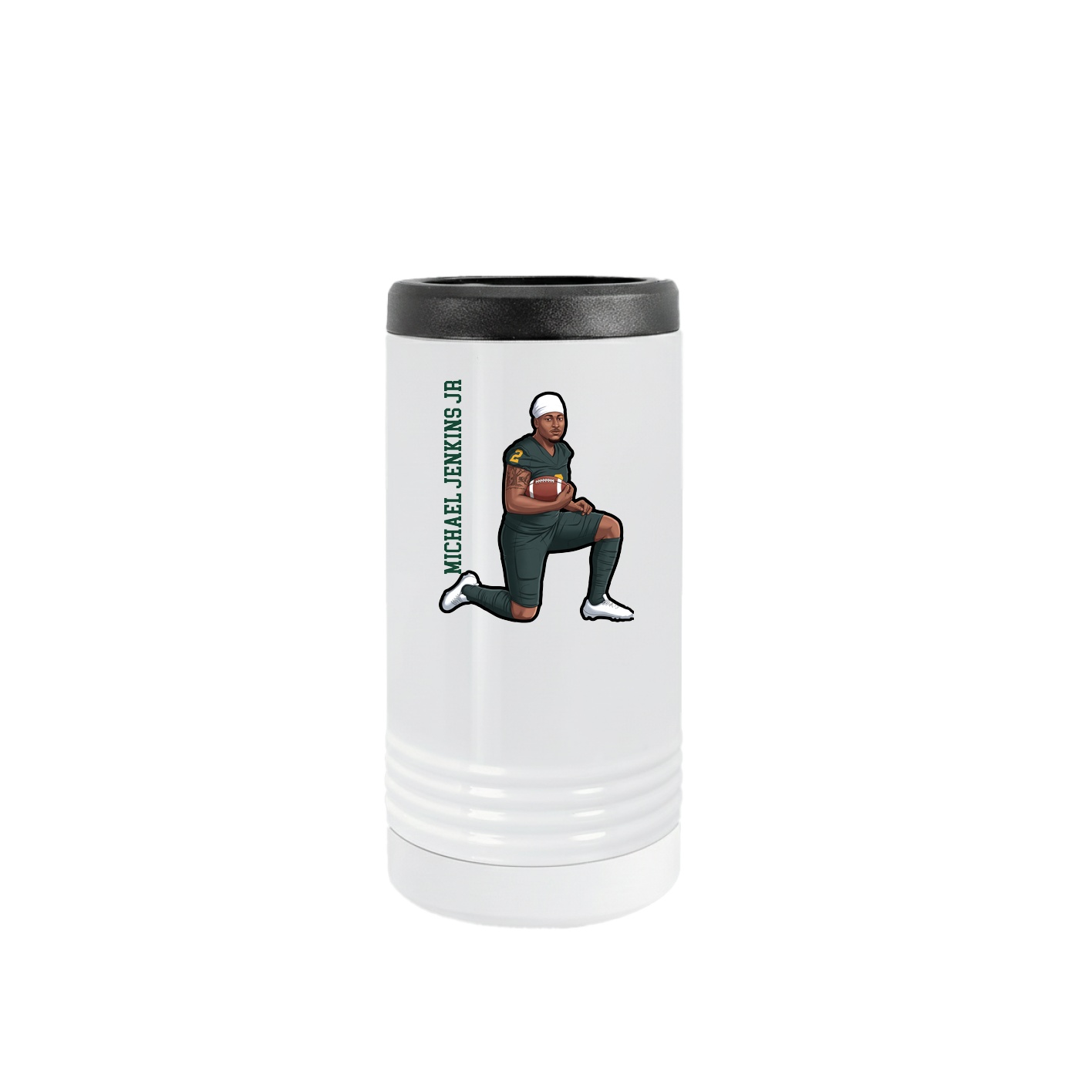 Slim Beverage Holder — Name Vertical in White
