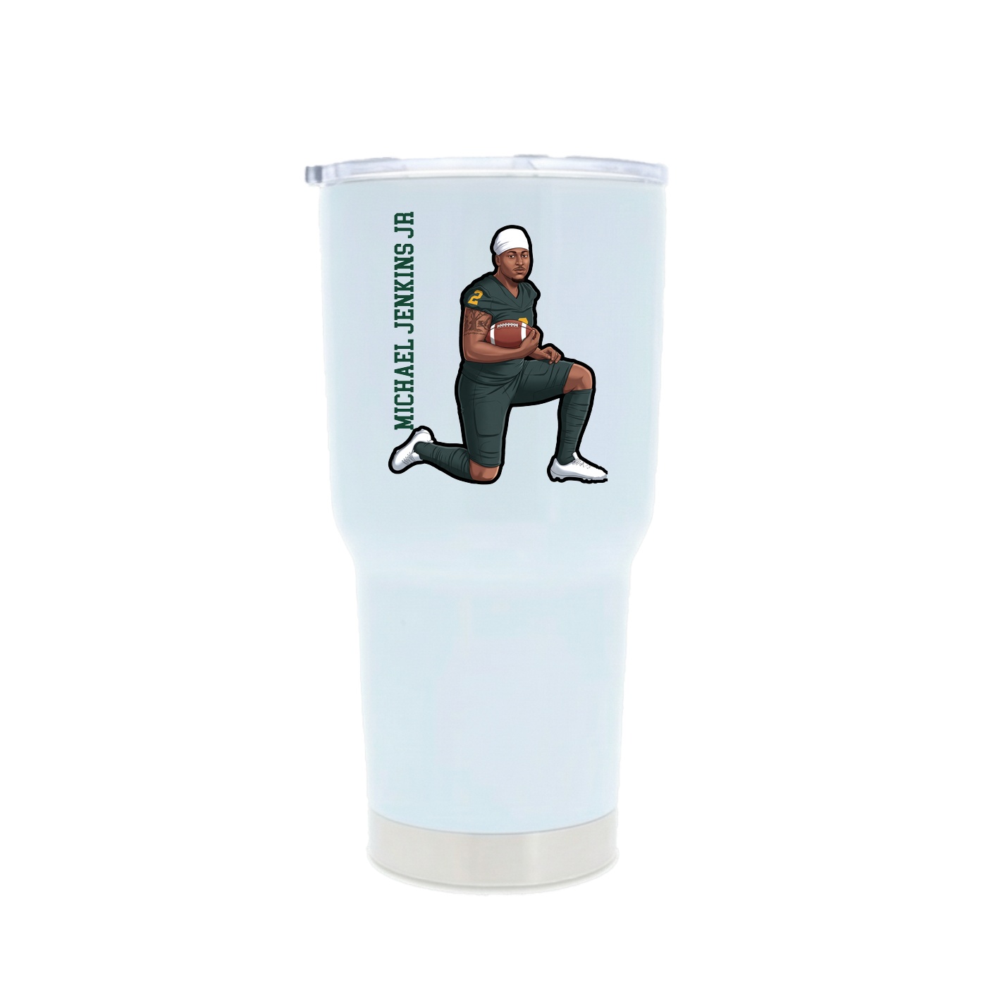 30oz Stainless Steel Tumbler — Name Vertical in White