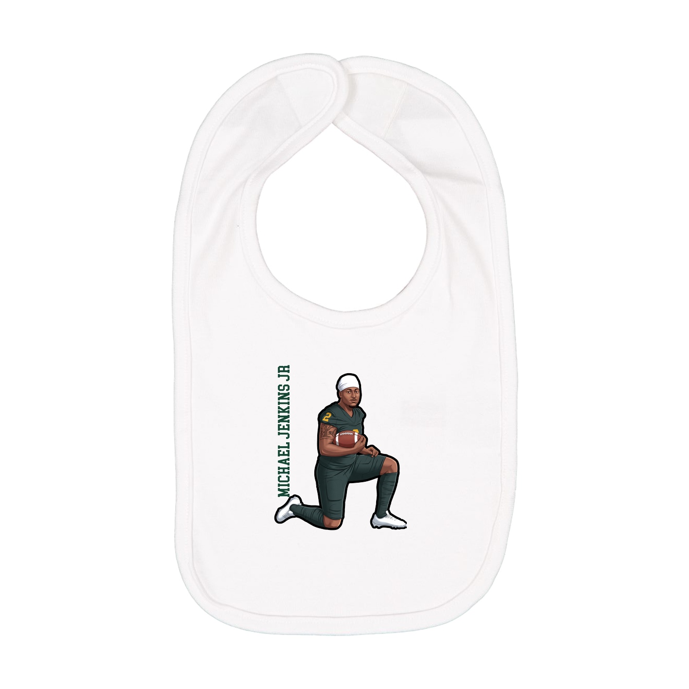 Infant Bib — Name Vertical in White