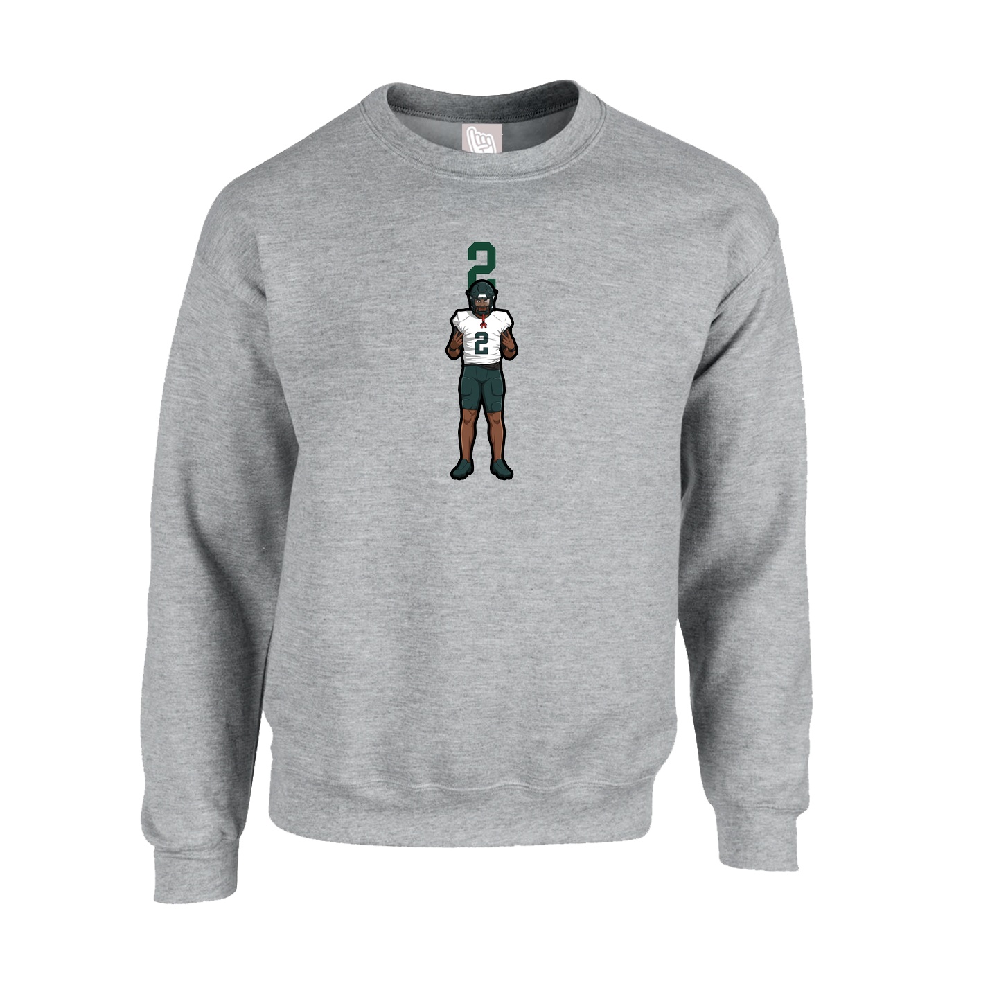 Fleece Crew — Number Top in Grey