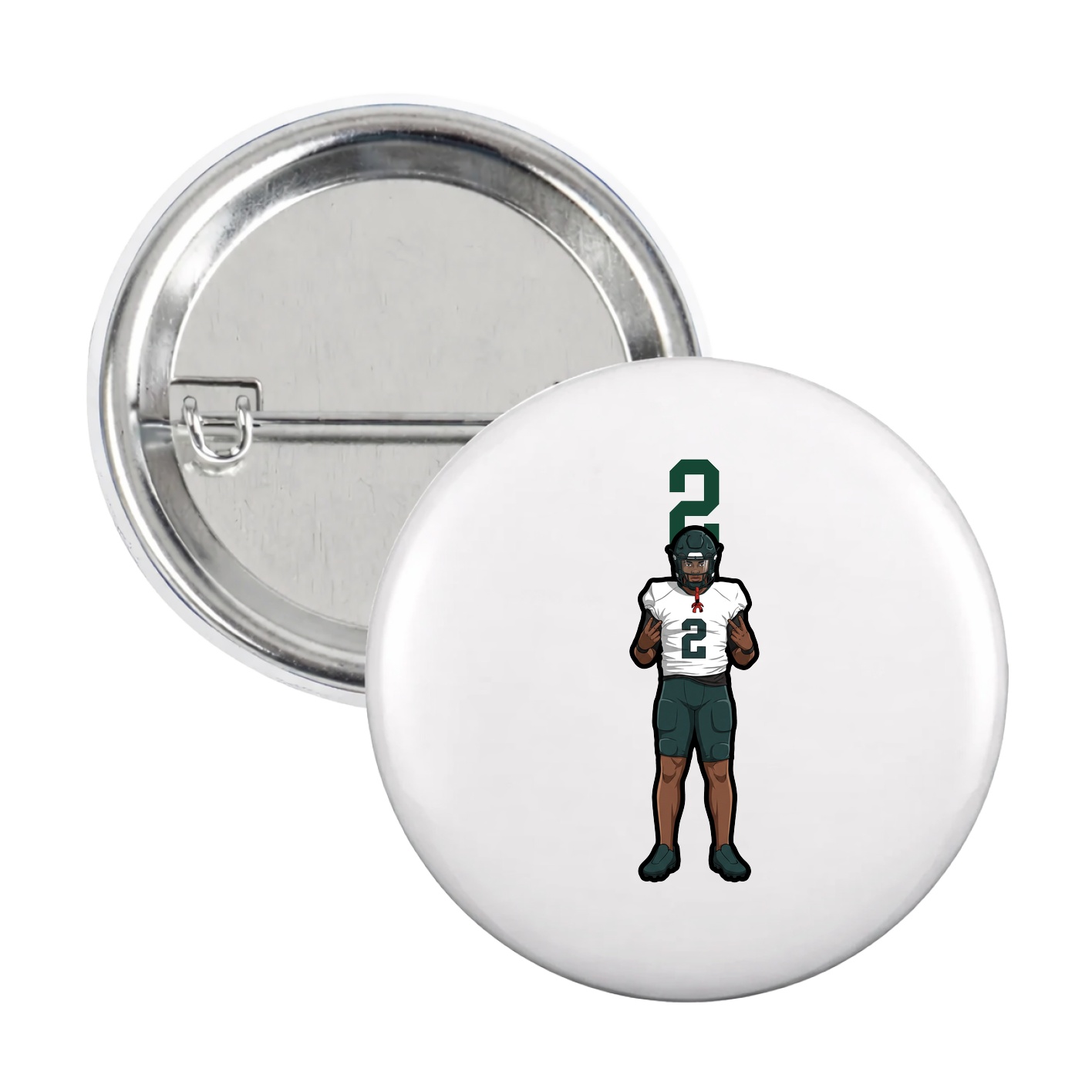 Game Day Button — Number Top in White