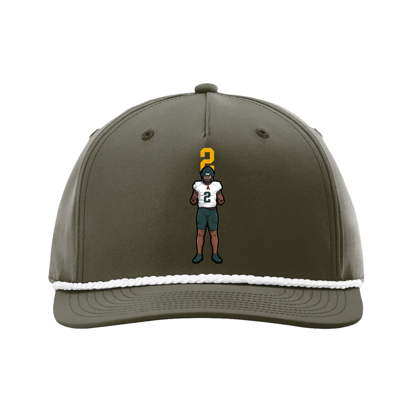 Five-Panel Classic Rope Cap — Number Top in Green