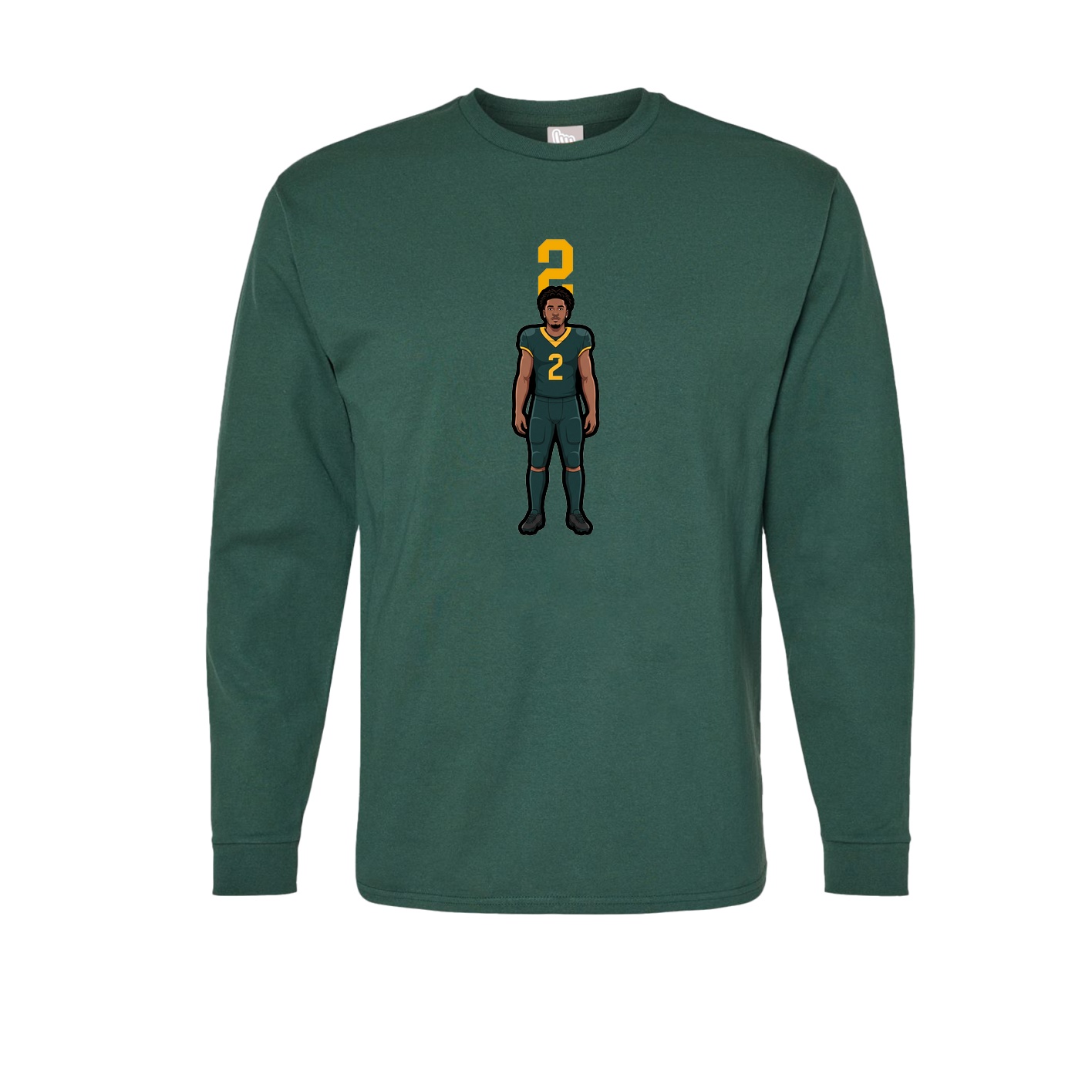 Long Sleeve Tee — Number Top in Green