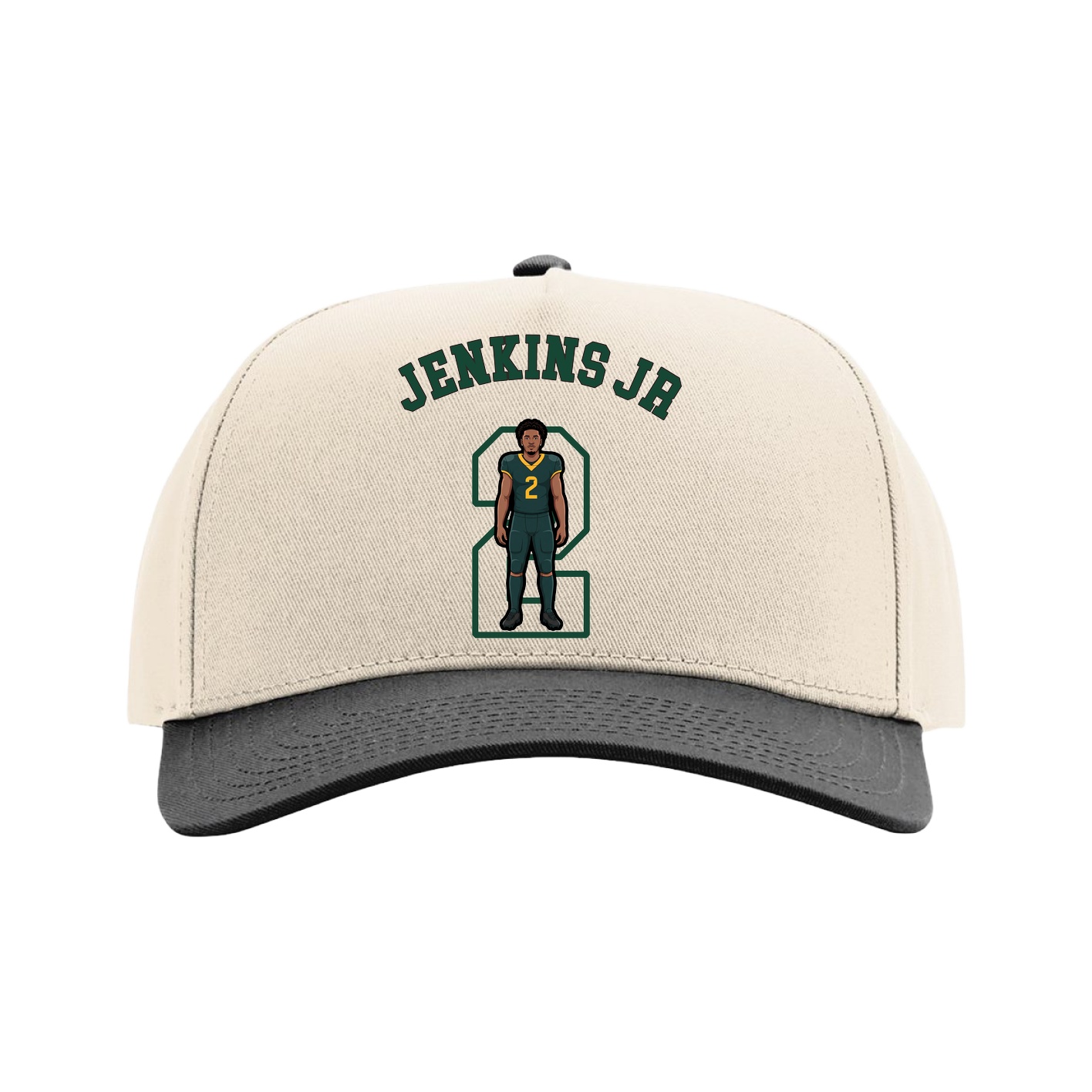 Full Fabric Five-Panel Champ Cap — Shirsey Arch in Cream/Black