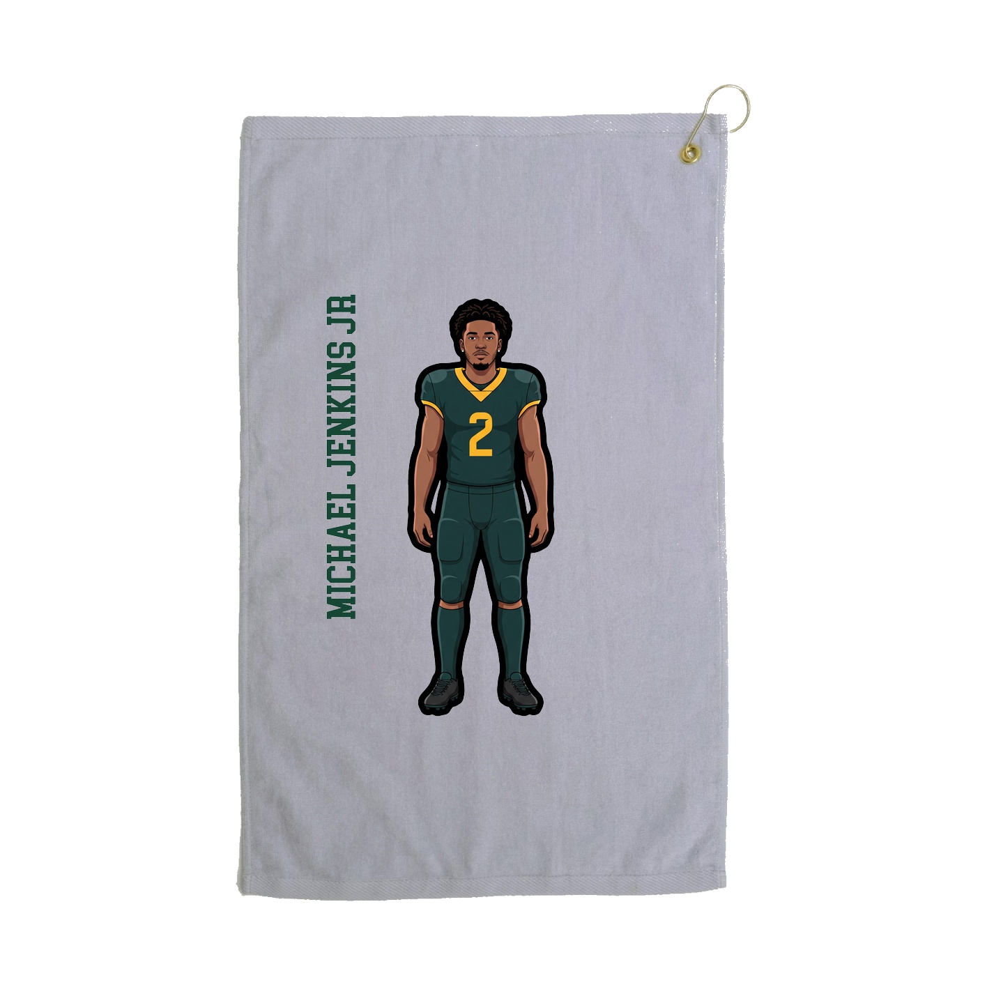 Golf Towel — Name Vertical in Grey