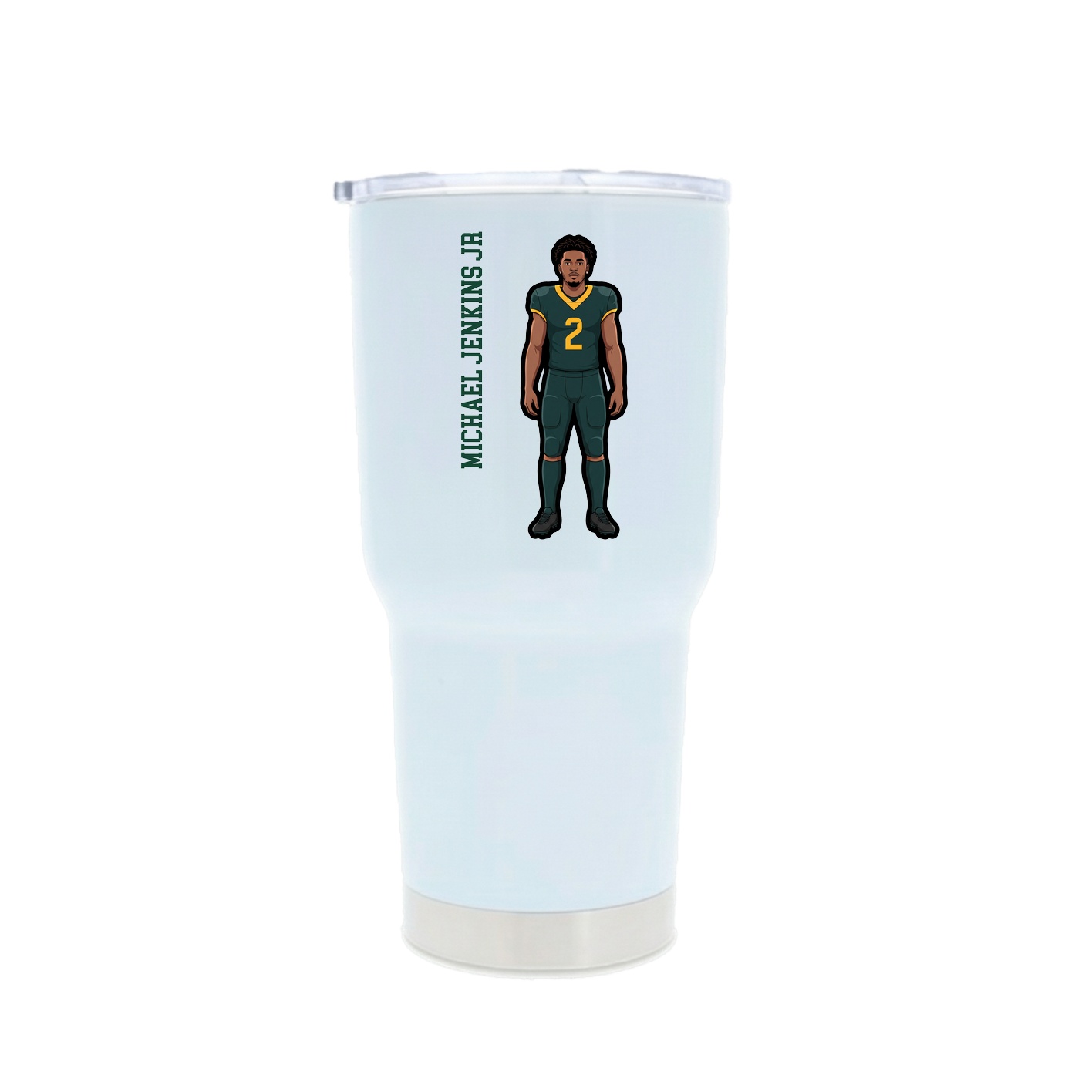 30oz Stainless Steel Tumbler — Name Vertical in White