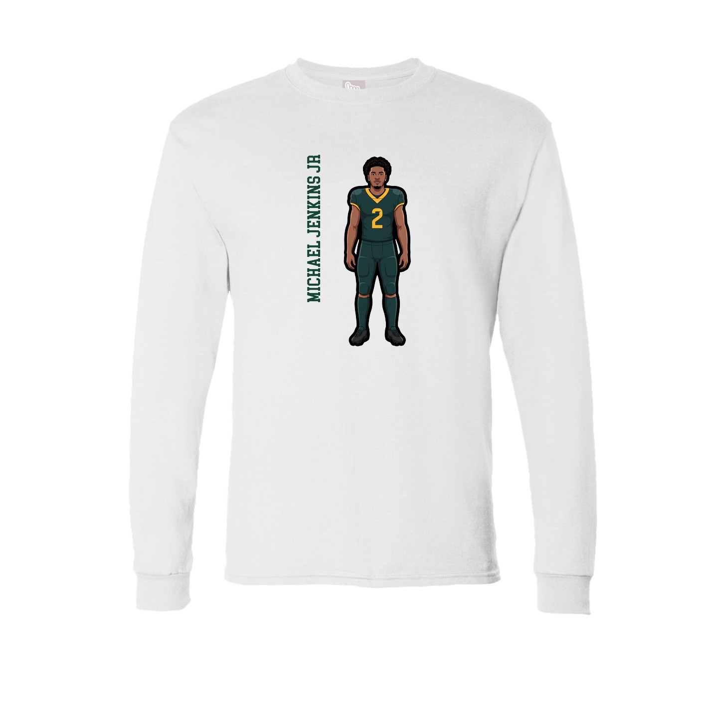 Long Sleeve Tee — Name Vertical in White