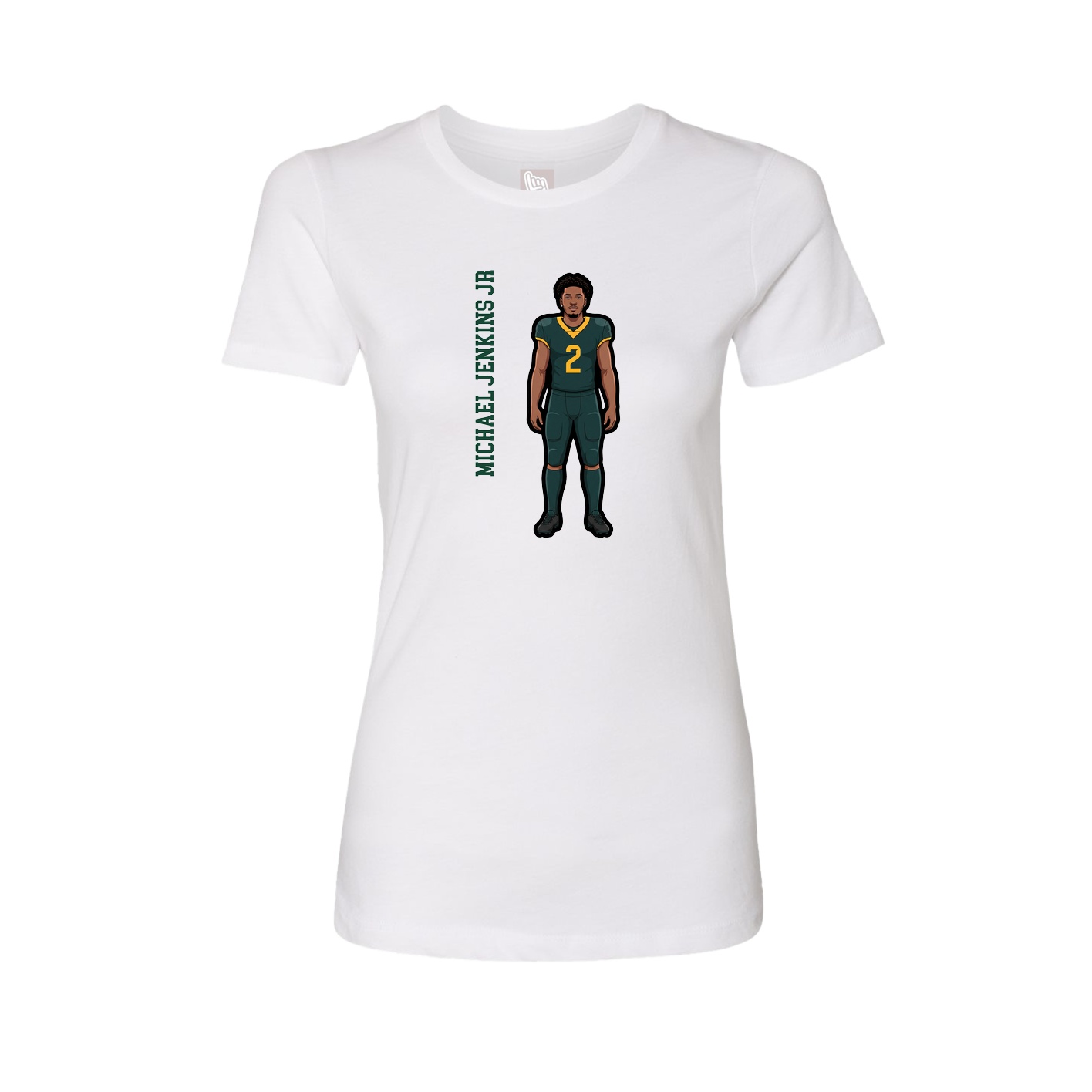Womens Tee — Name Vertical in White