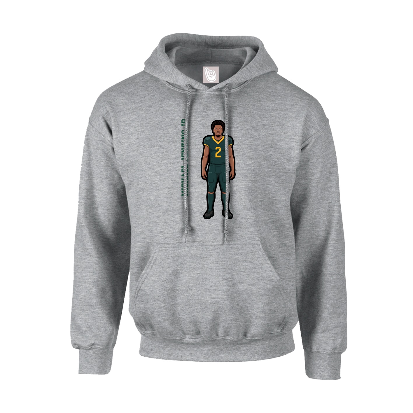 Youth Hoodie — Name Vertical in Grey