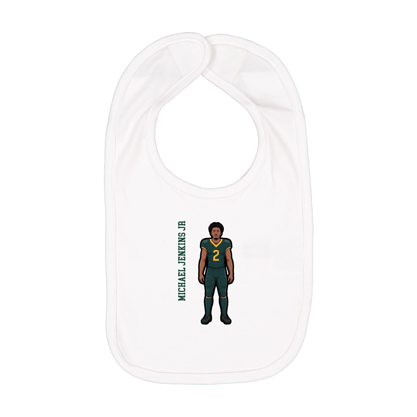 Infant Bib — Name Vertical in White