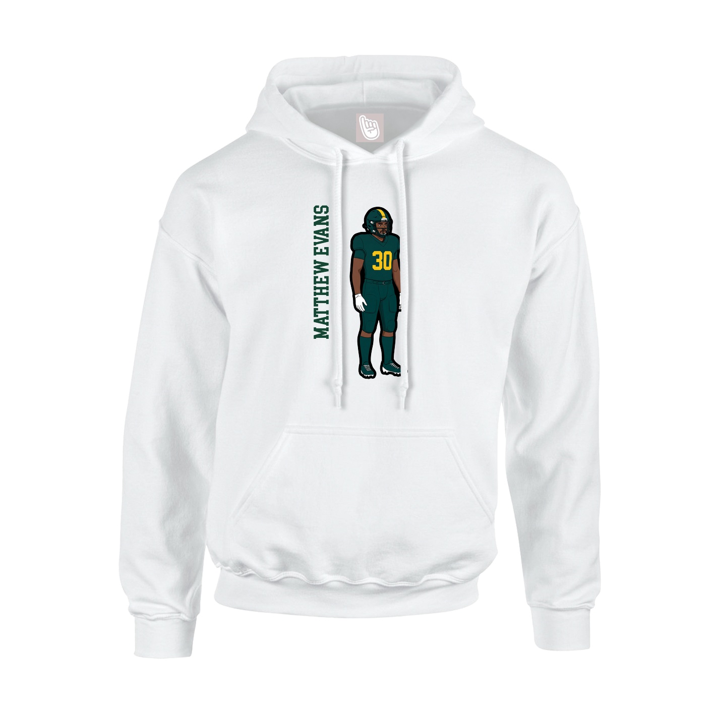 Youth Hoodie — Name Vertical in White