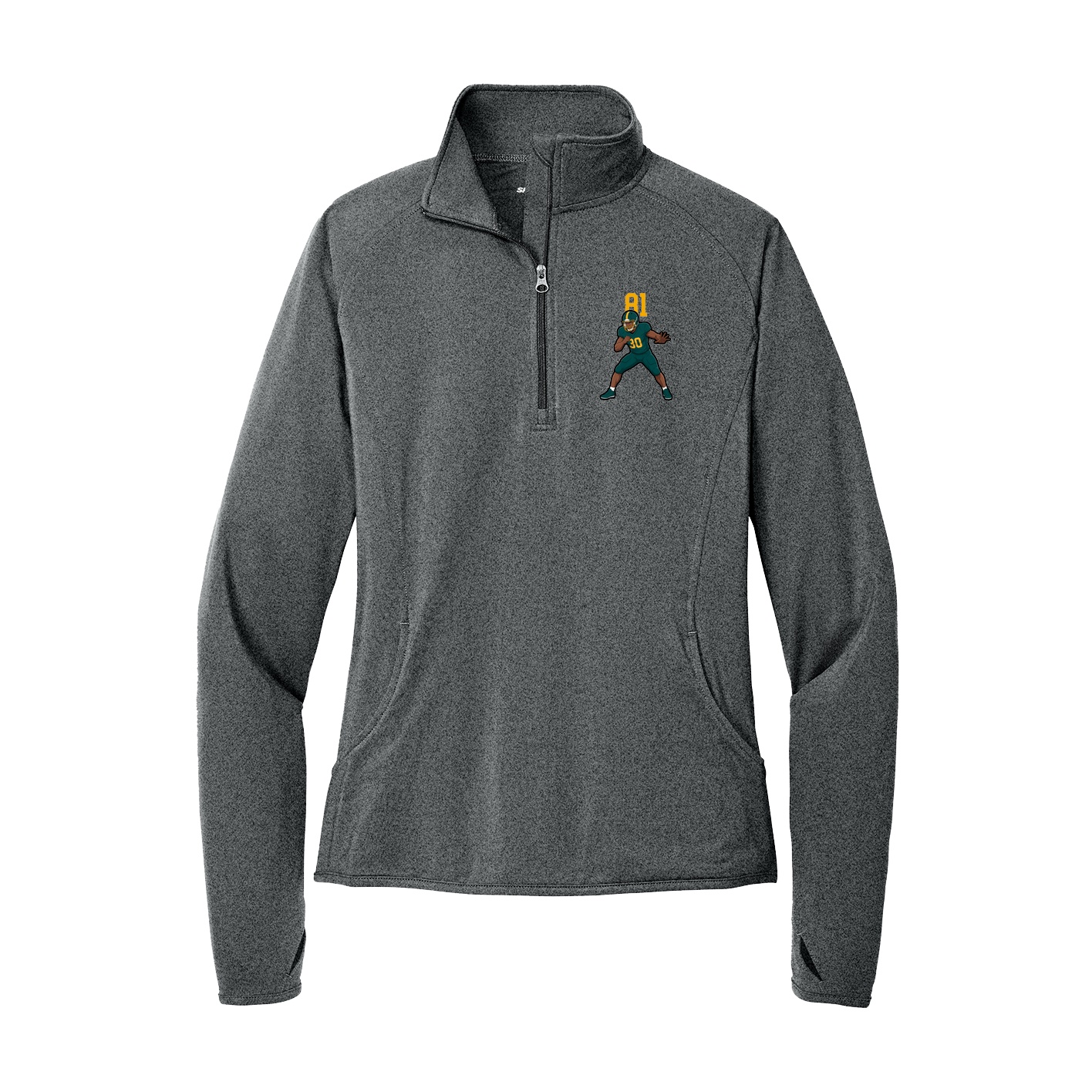 Women's Q-Zip Pullover — Number Top in Grey