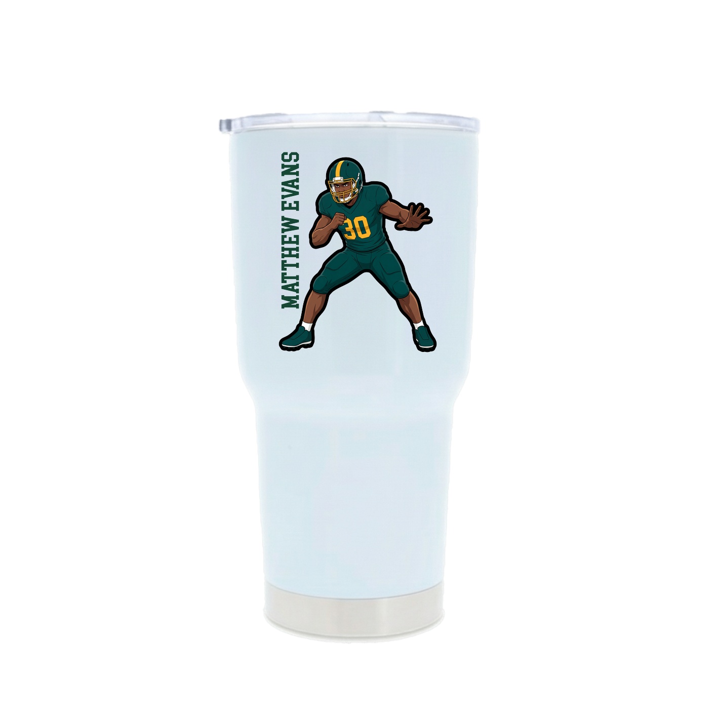30oz Stainless Steel Tumbler — Name Vertical in White