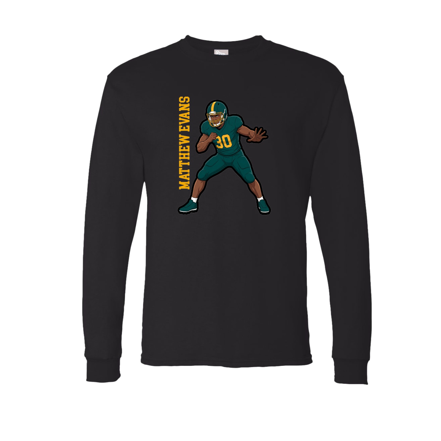 Long Sleeve Tee — Name Vertical in Black
