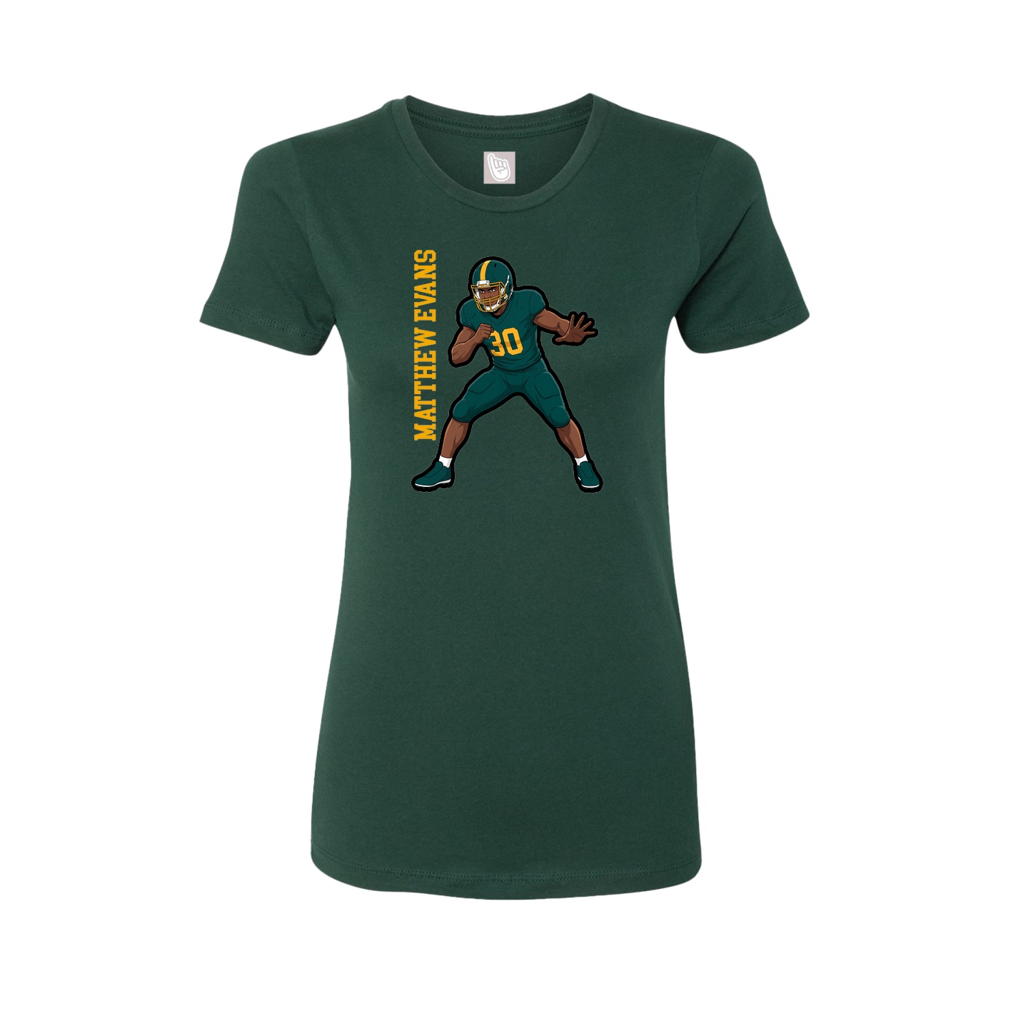 Womens Tee — Name Vertical in Green