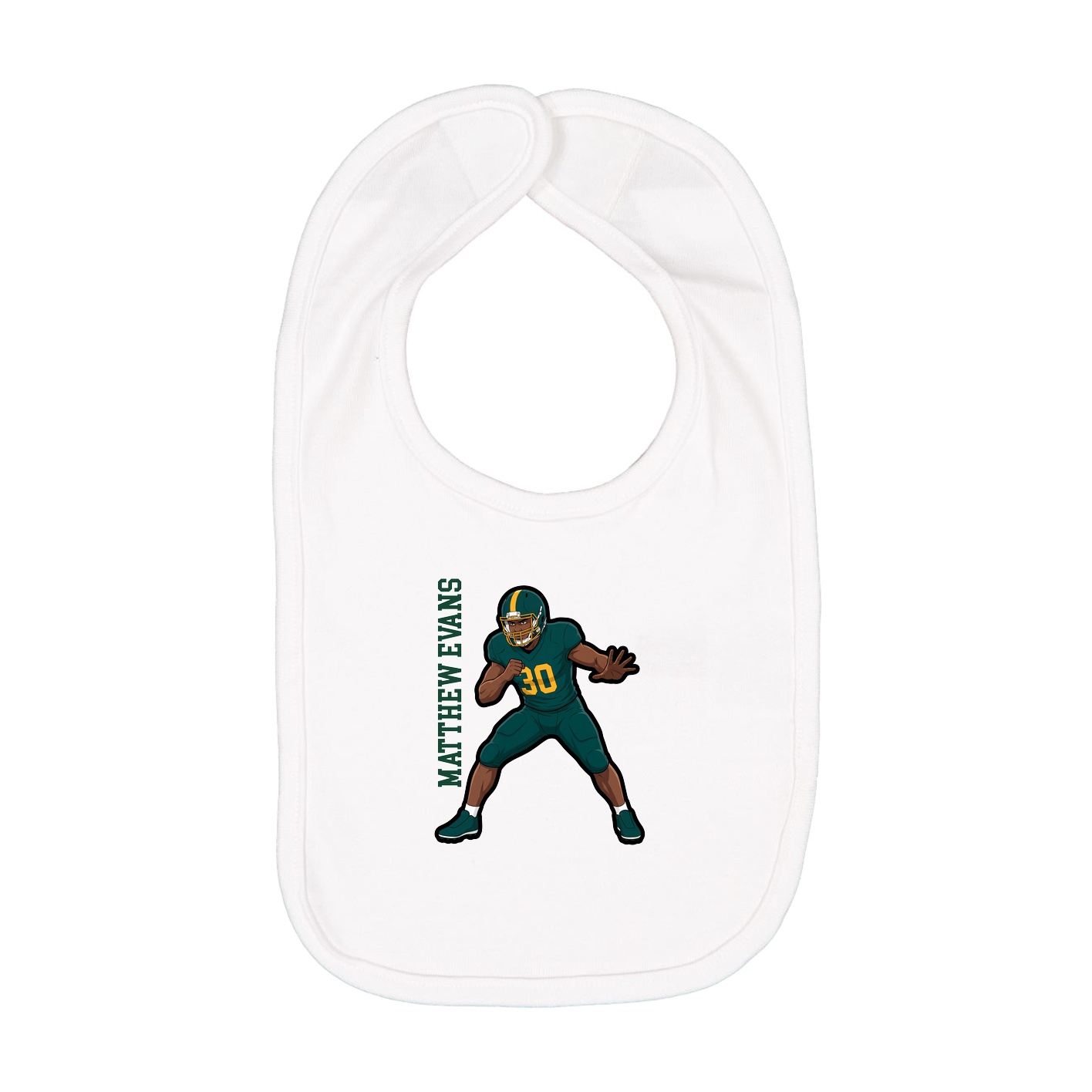 Infant Bib — Name Vertical in White