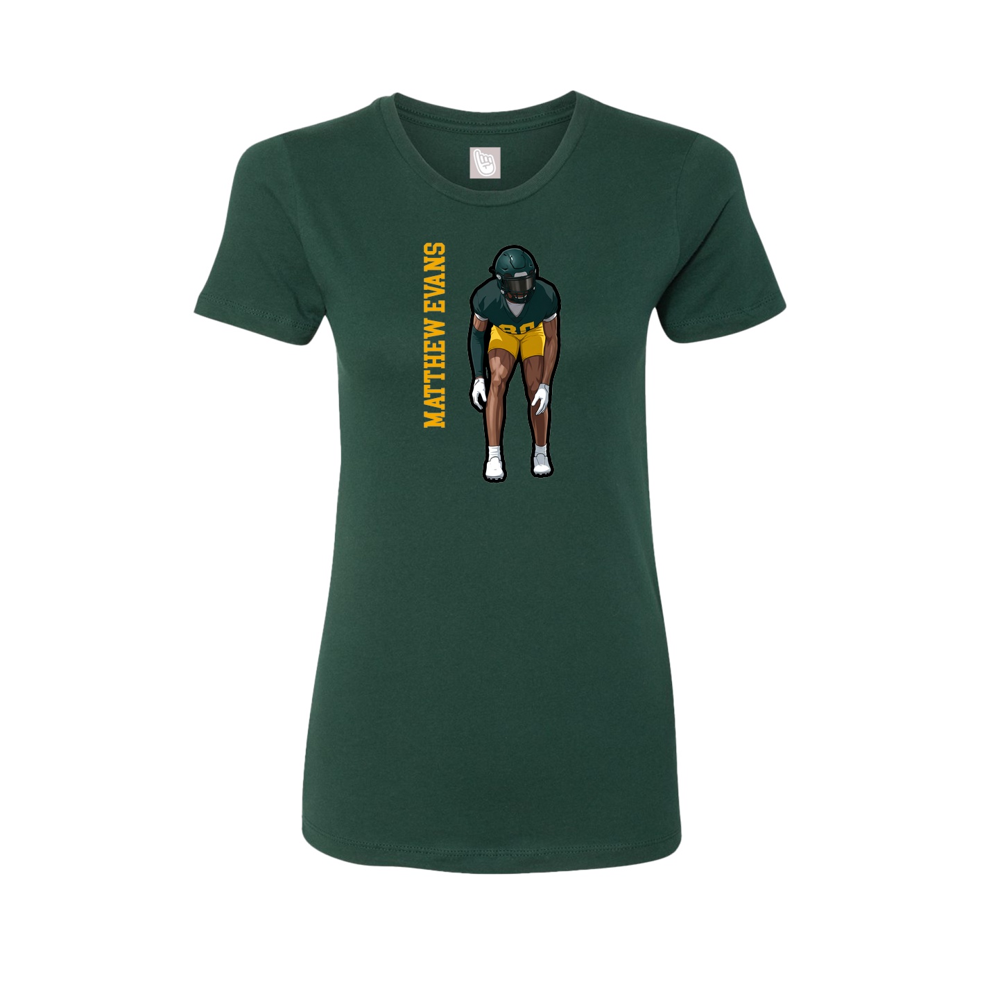 Womens Tee — Name Vertical in Green