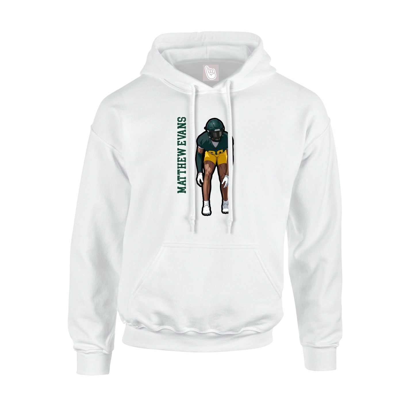 Youth Hoodie — Name Vertical in White