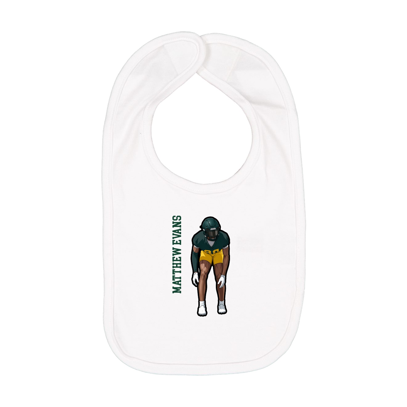 Infant Bib — Name Vertical in White