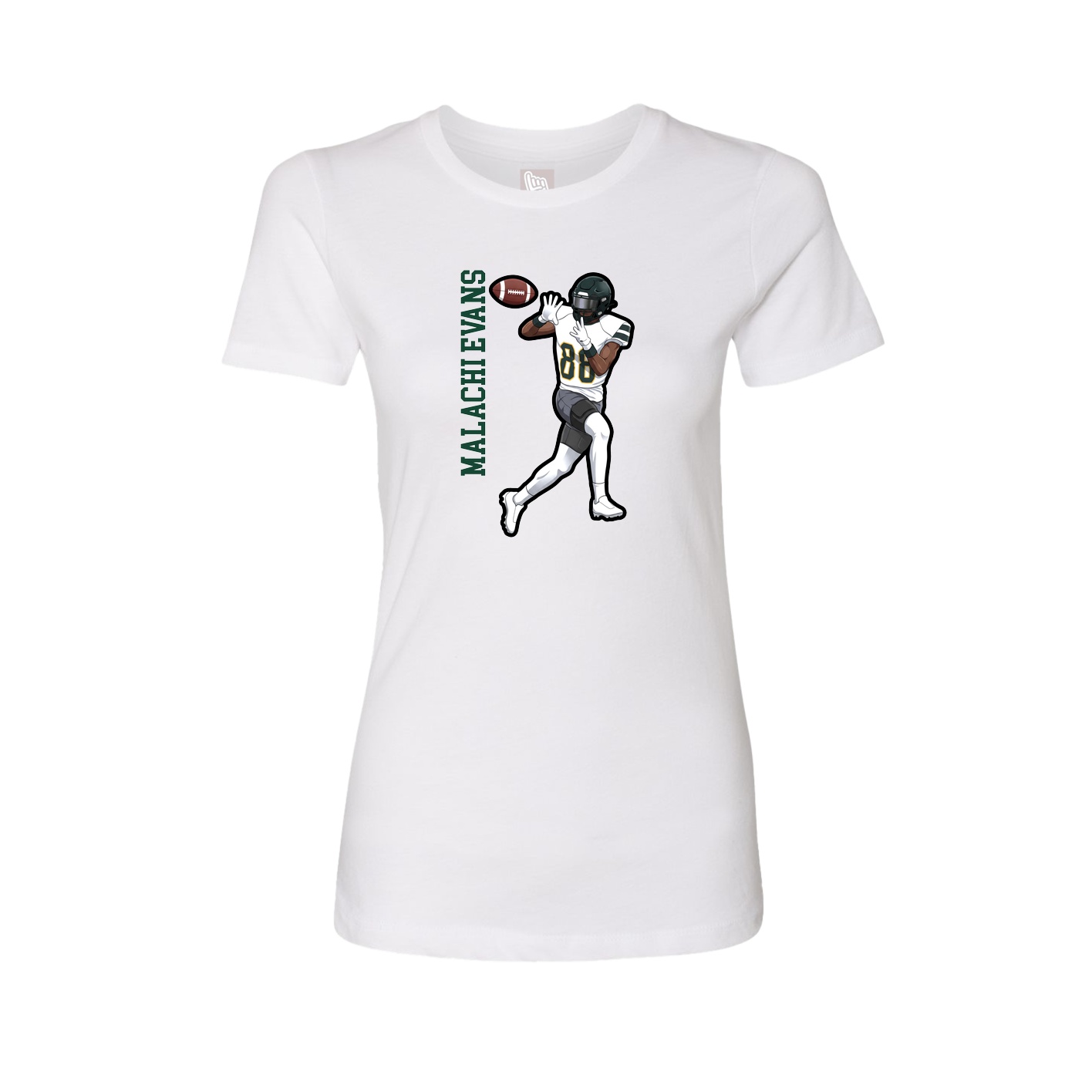 Womens Tee — Name Vertical in White