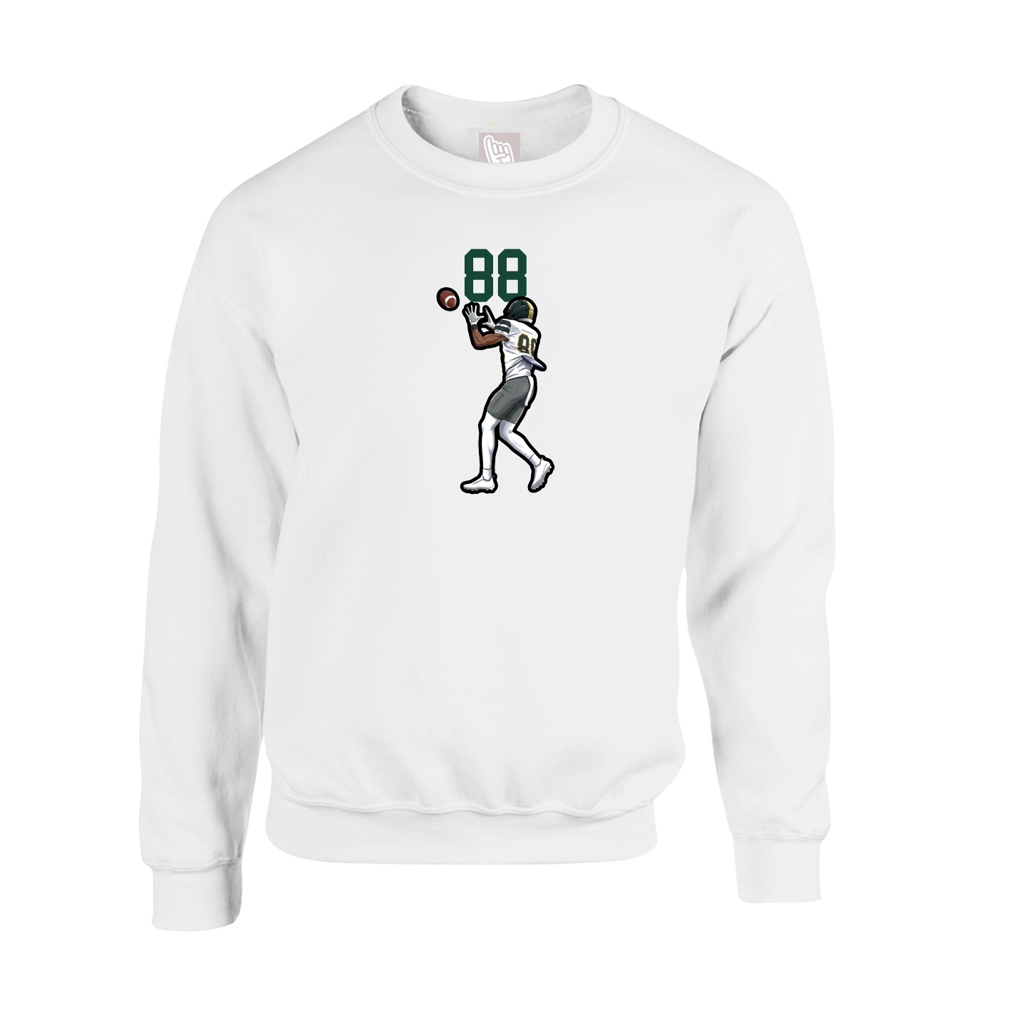 Fleece Crew — Number Top in White