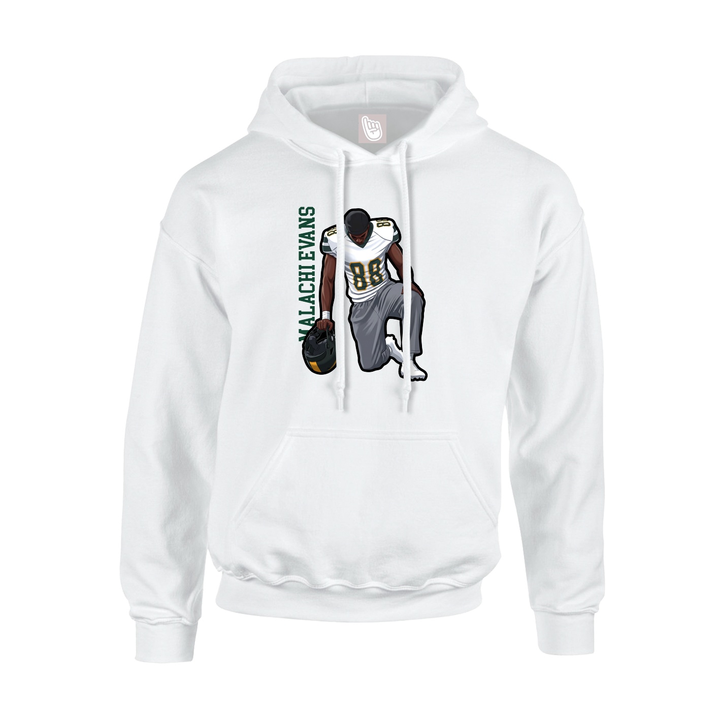 Youth Hoodie — Name Vertical in White