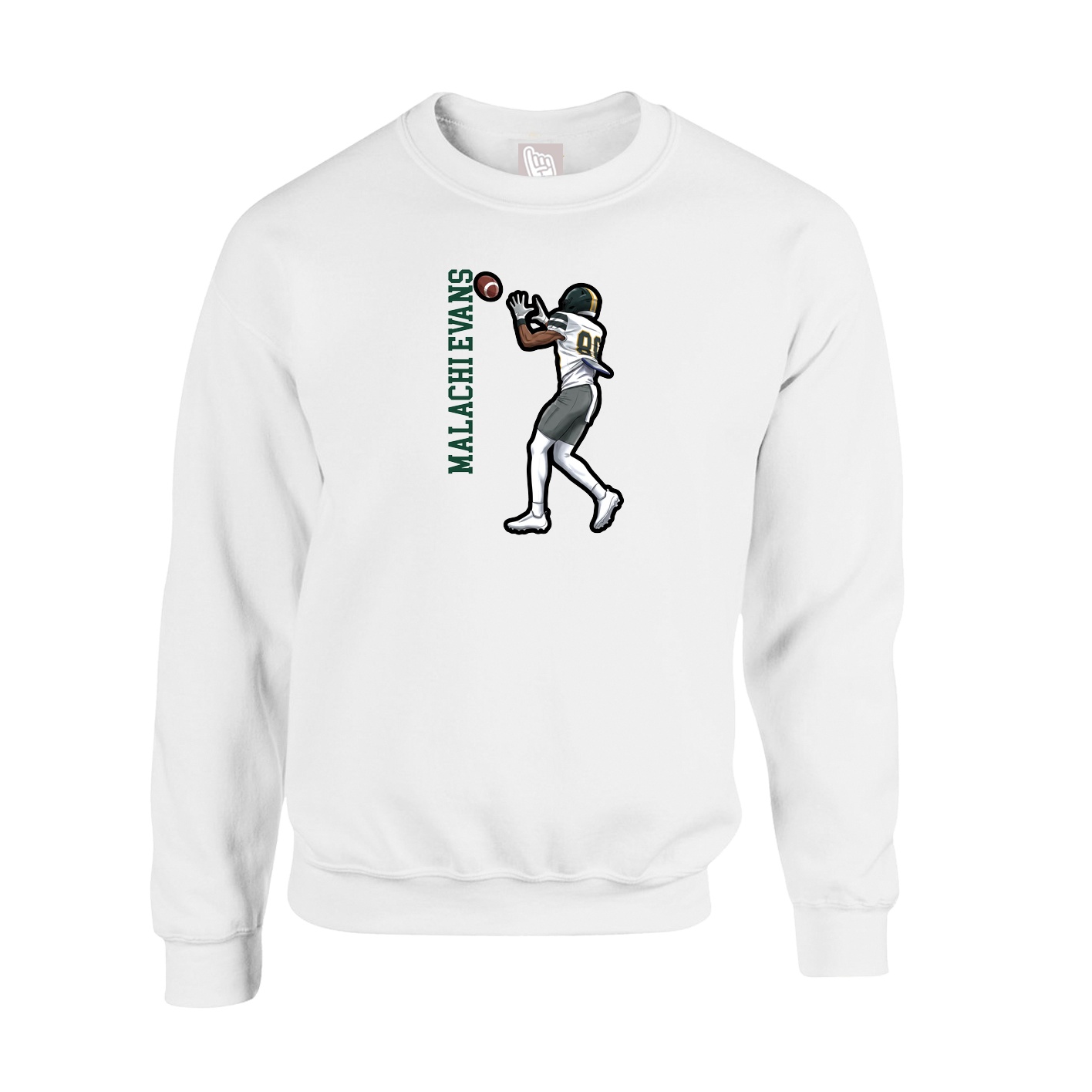 Fleece Crew — Name Vertical in White