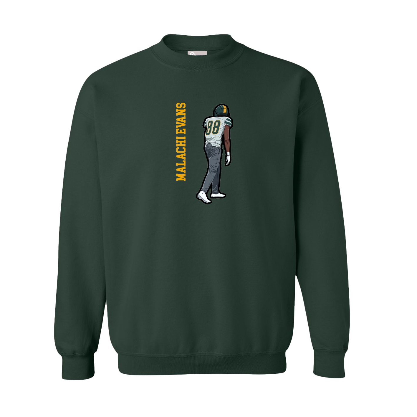 Fleece Crew — Name Vertical in Green