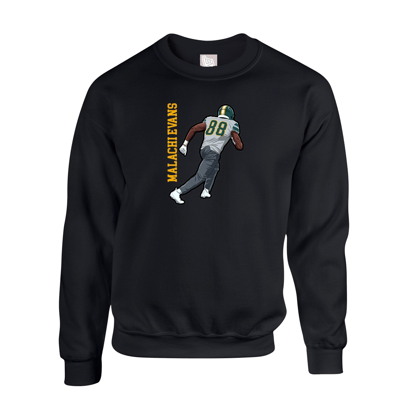 Fleece Crew — Name Vertical in Black