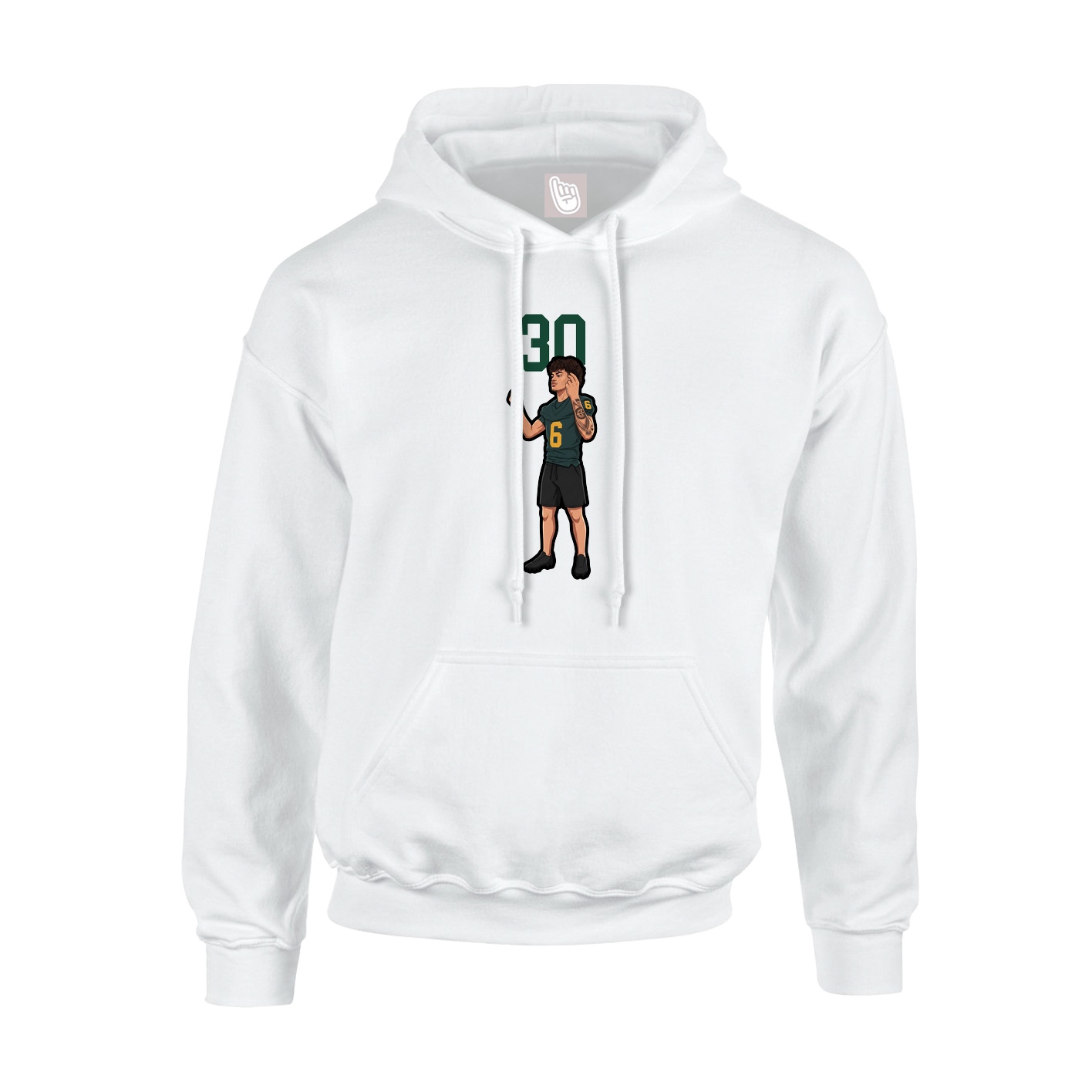 Youth Hoodie — Number Top in White