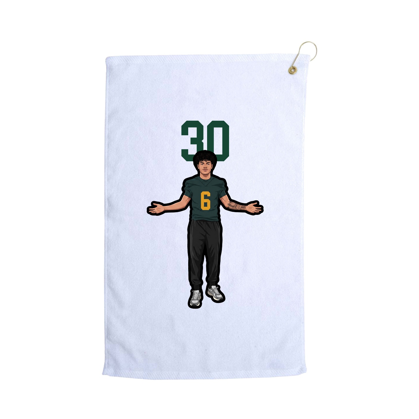 Golf Towel — Number Top in White