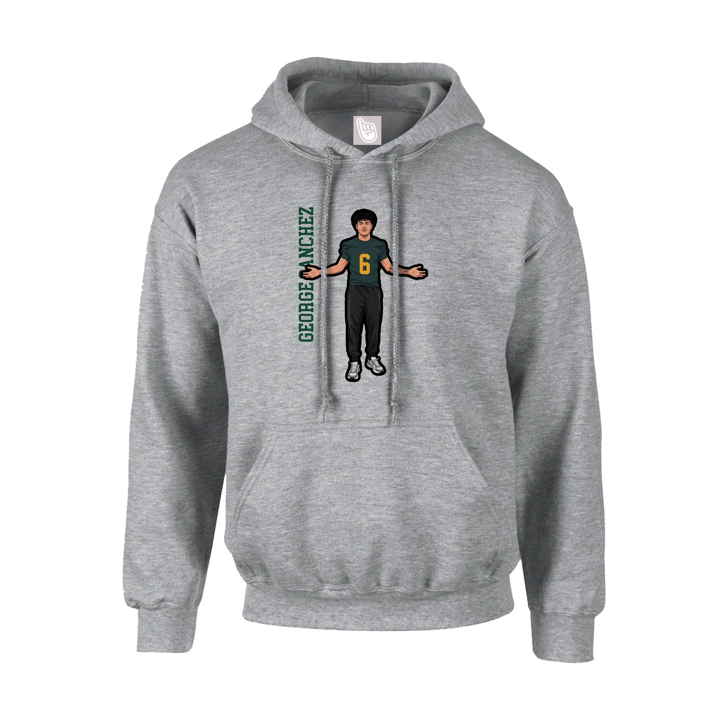 Hoodie — Name Vertical in Grey