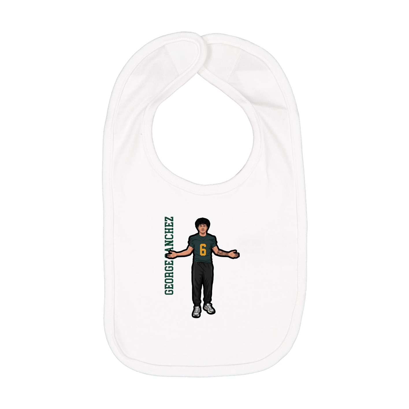 Infant Bib — Name Vertical in White