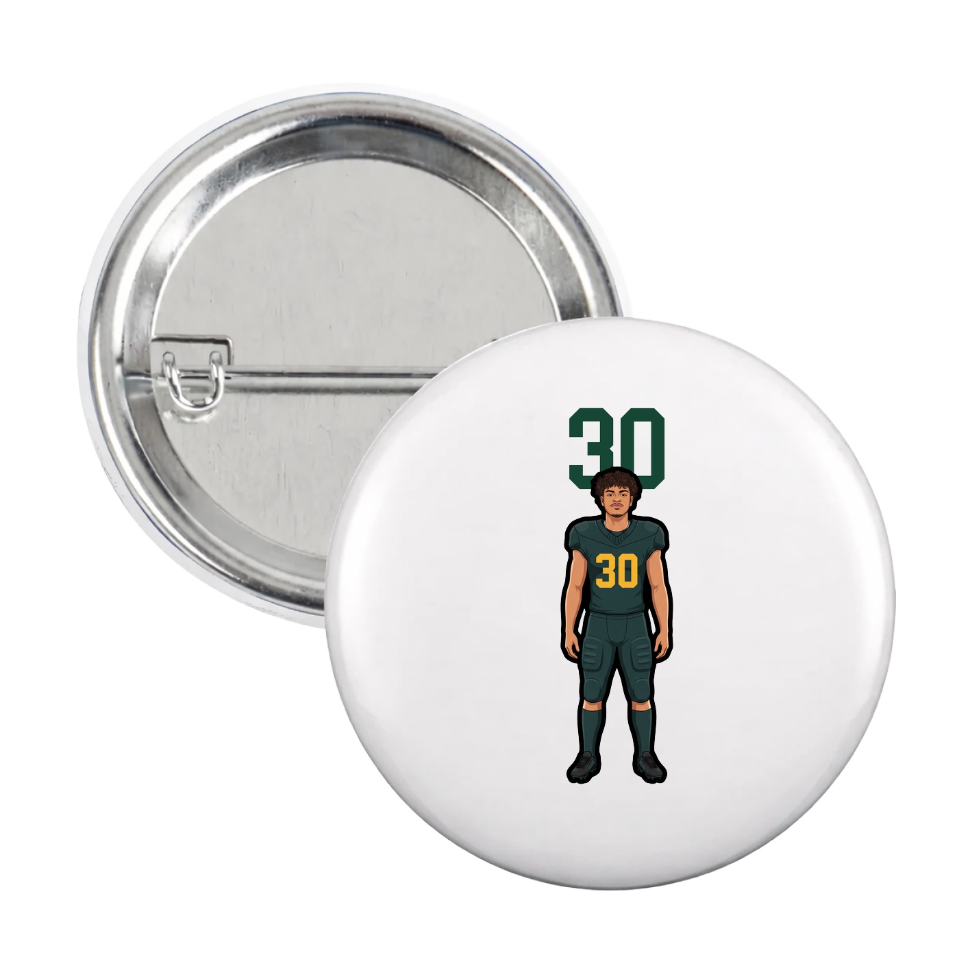 Game Day Button — Number Top in White