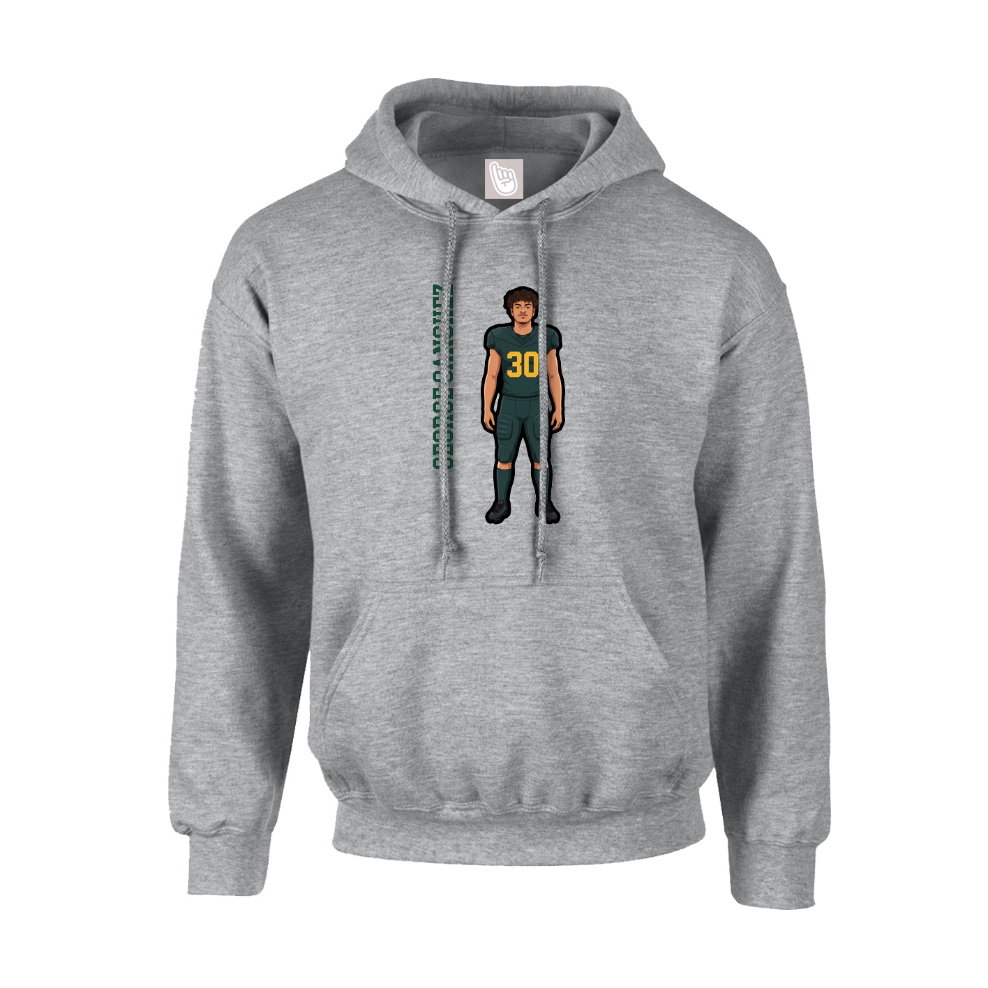 Youth Hoodie — Name Vertical in Grey